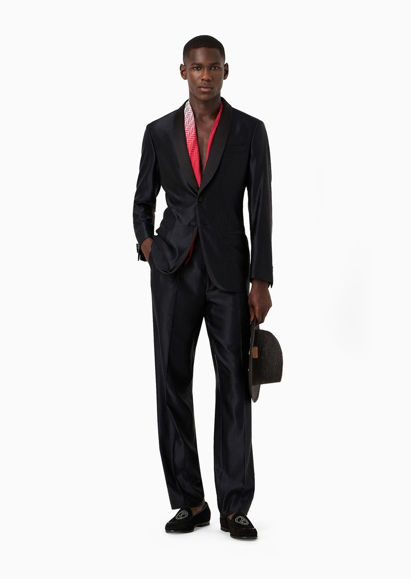 GIORGIO ARMANI Wool and silk satin two-pleat trousers outlook