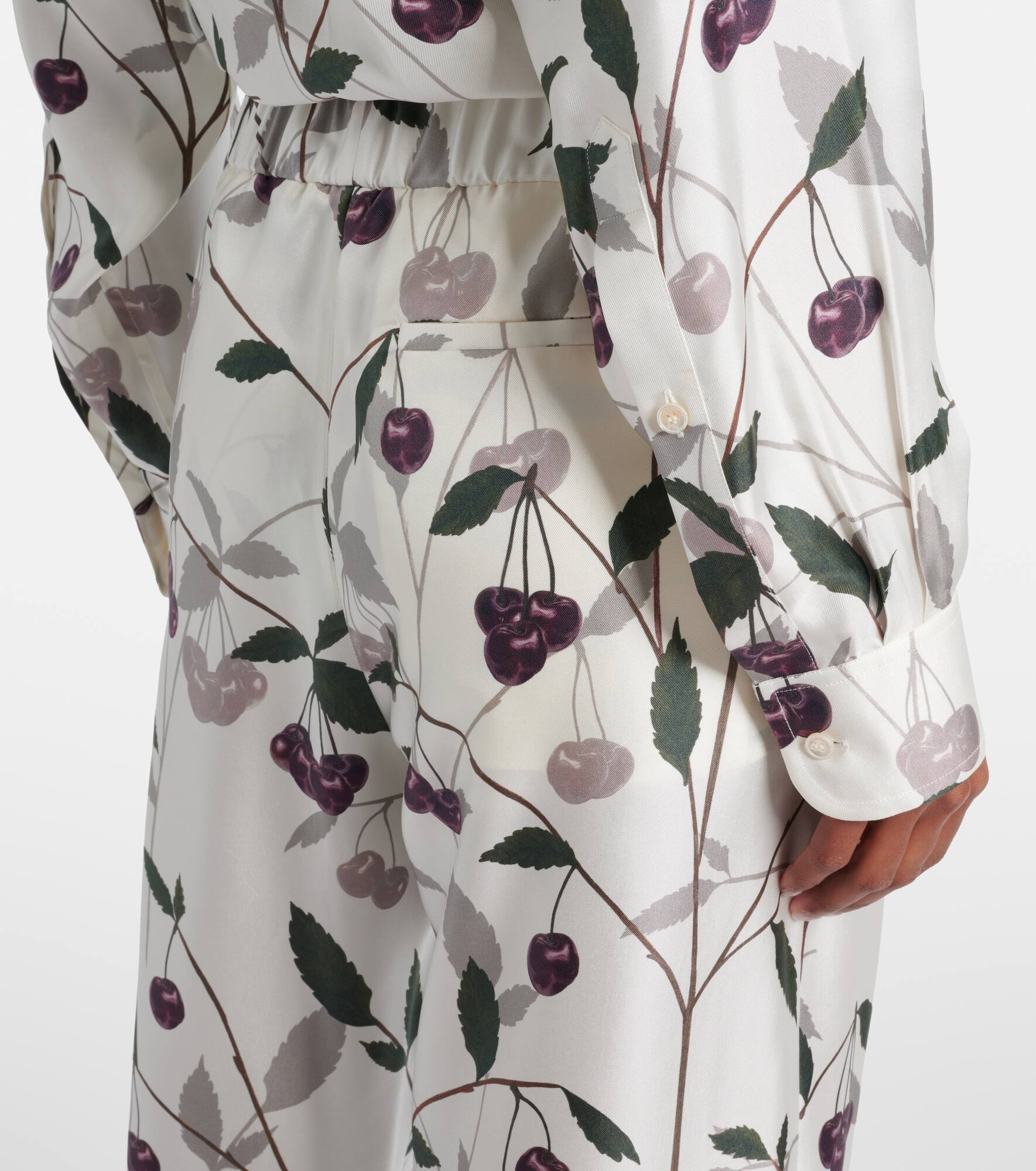 Printed silk twill wide-leg pants - 5