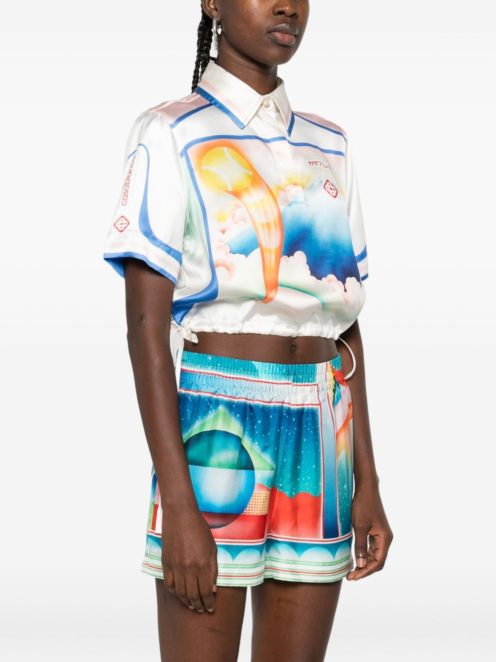 printed silk top - 3