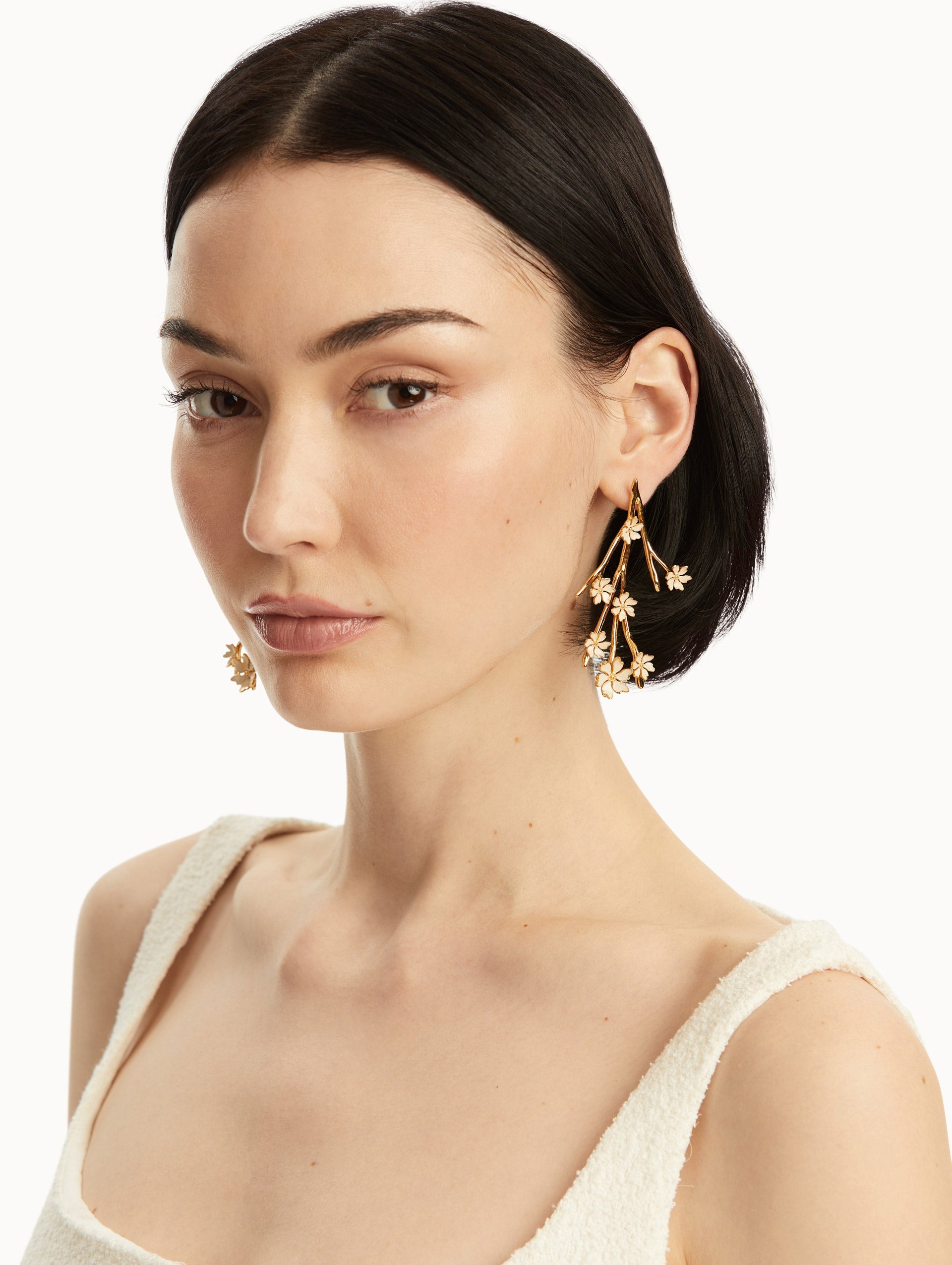 ENAMEL CHERRY BLOSSOM BRANCH EARRINGS - 2