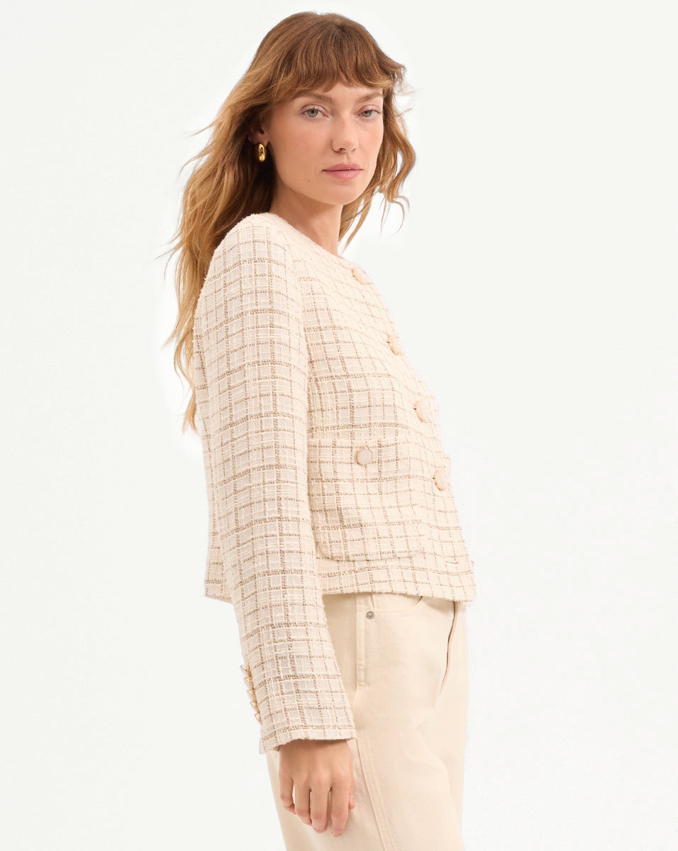 ANDREA METALLIC TWEED JACKET - 4