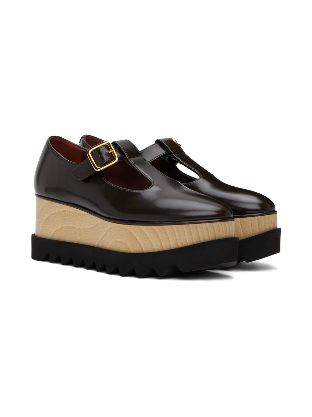Brown Sneak-Elyse T-Bar Platform Mary Jane Loafers - 4