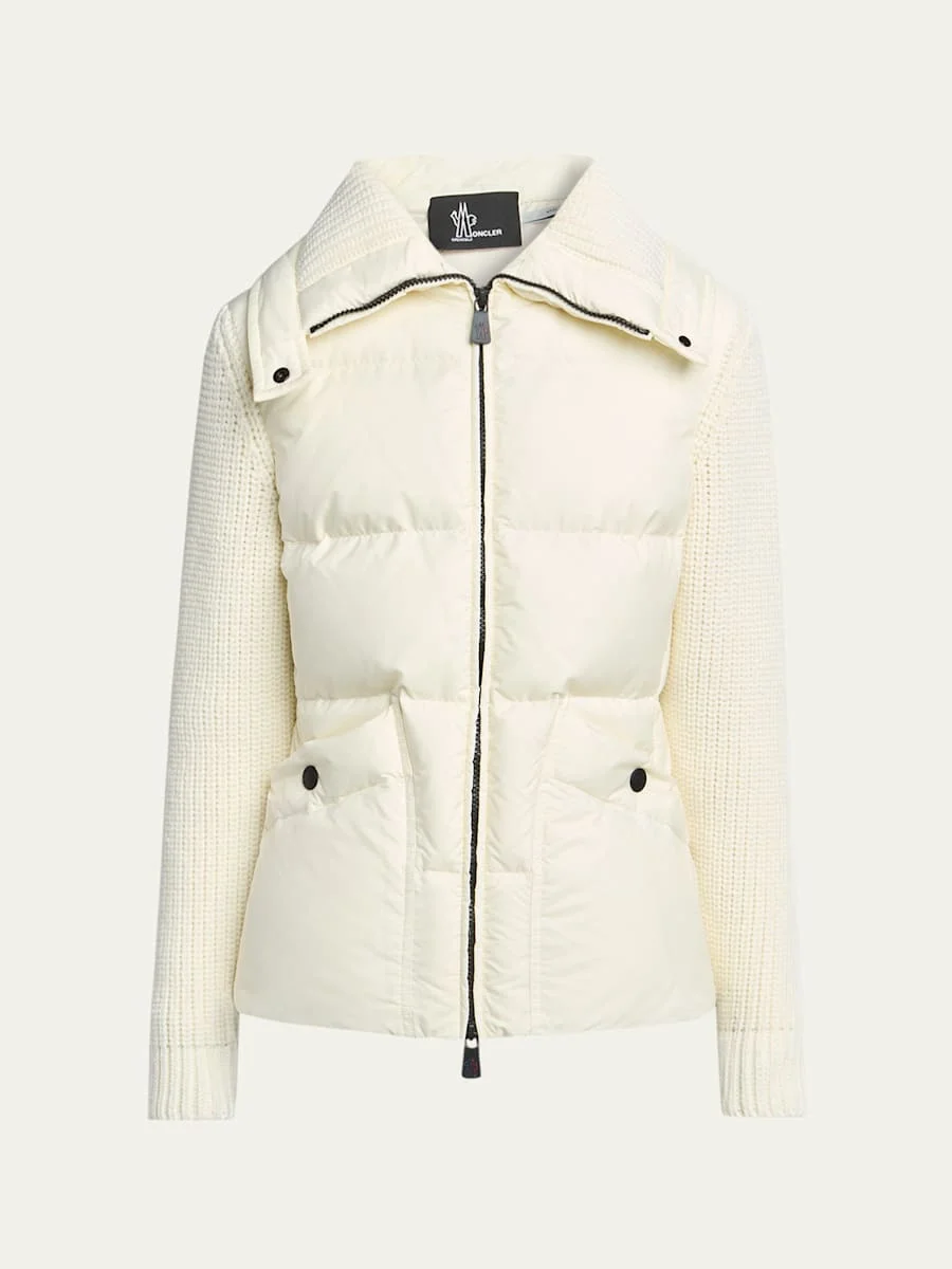 Padded Knit Combo Cardigan - 1