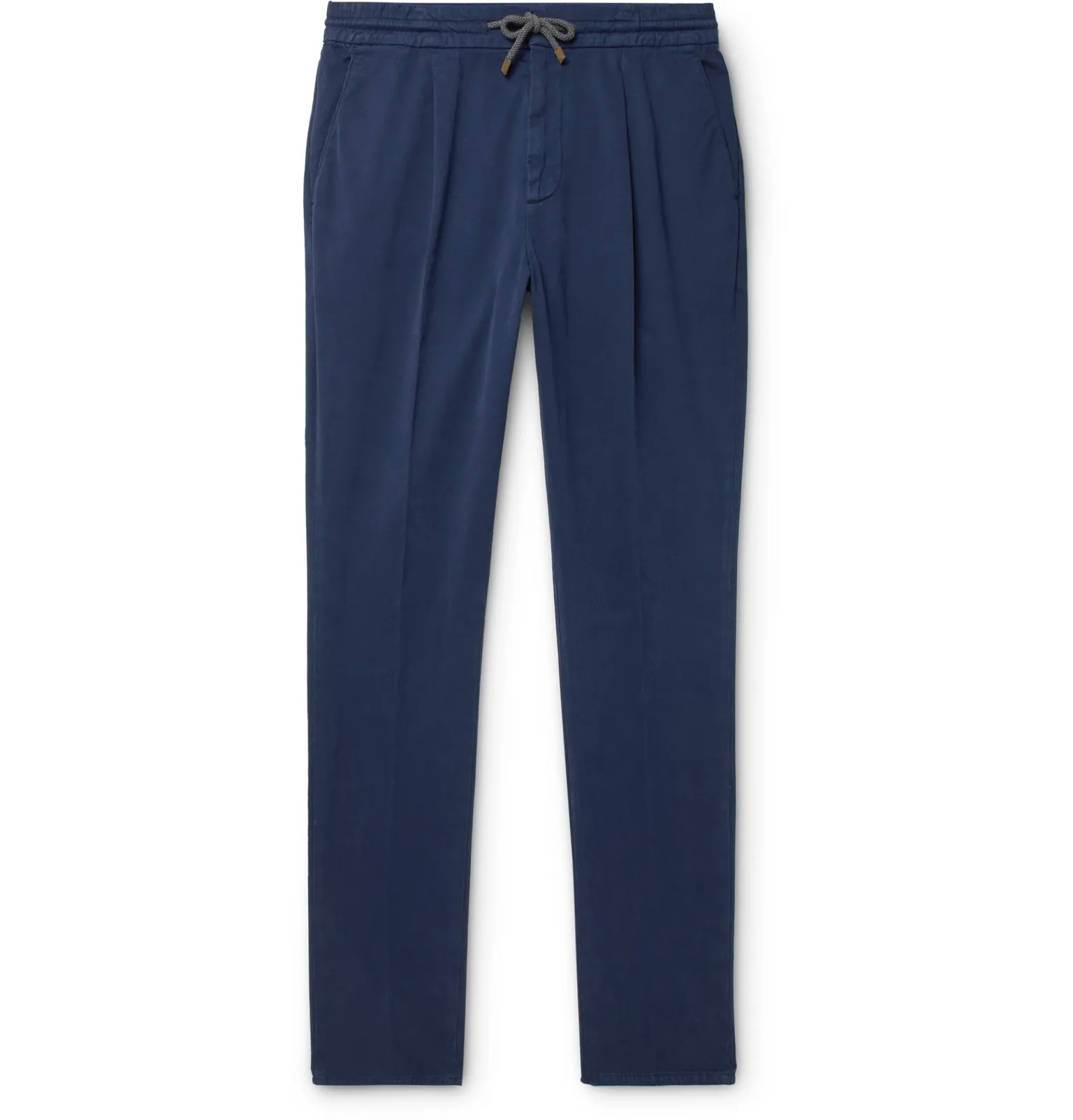 Tapered Pleated Cotton-Blend Twill Drawstring Trousers - 7