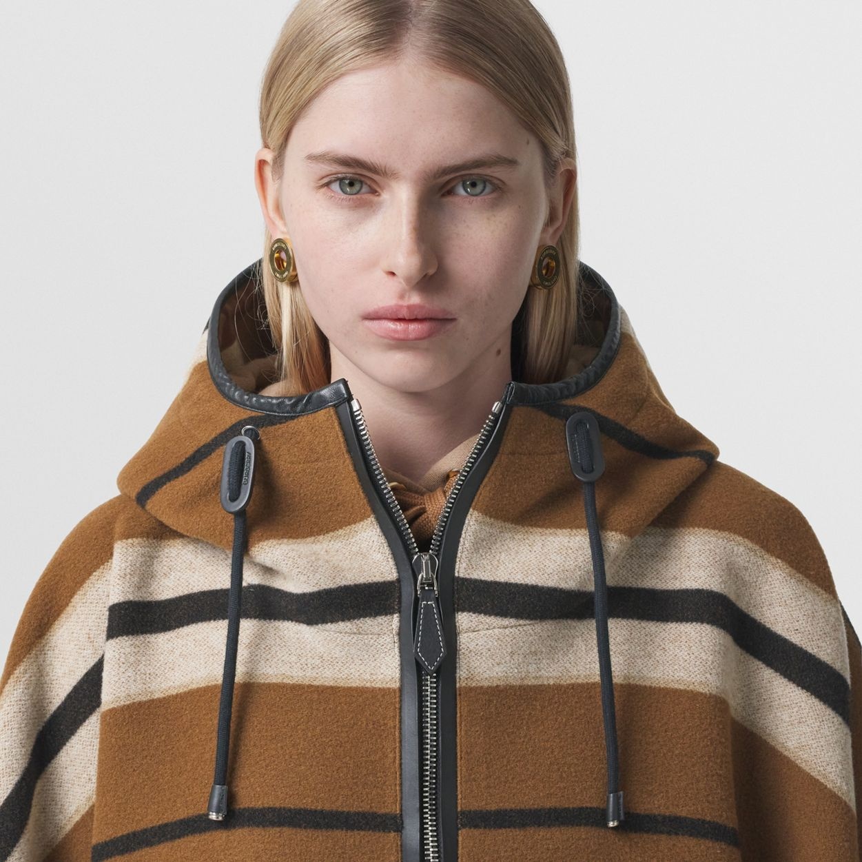 Stripe Wool Oversized Hooded Poncho – Online Exclusive - 3