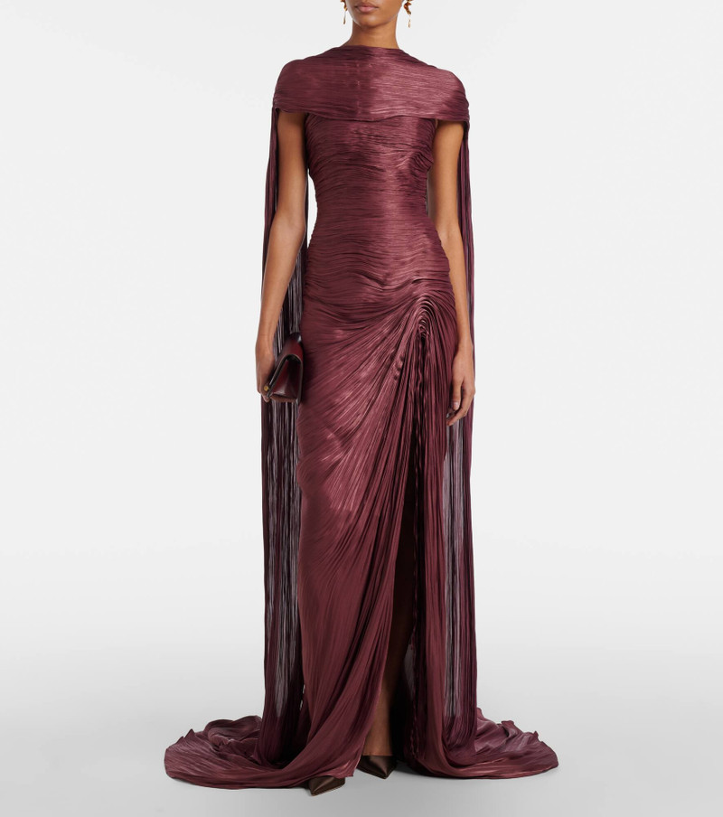 MARMAR HALIM Draped pleated scarf-detail gown outlook