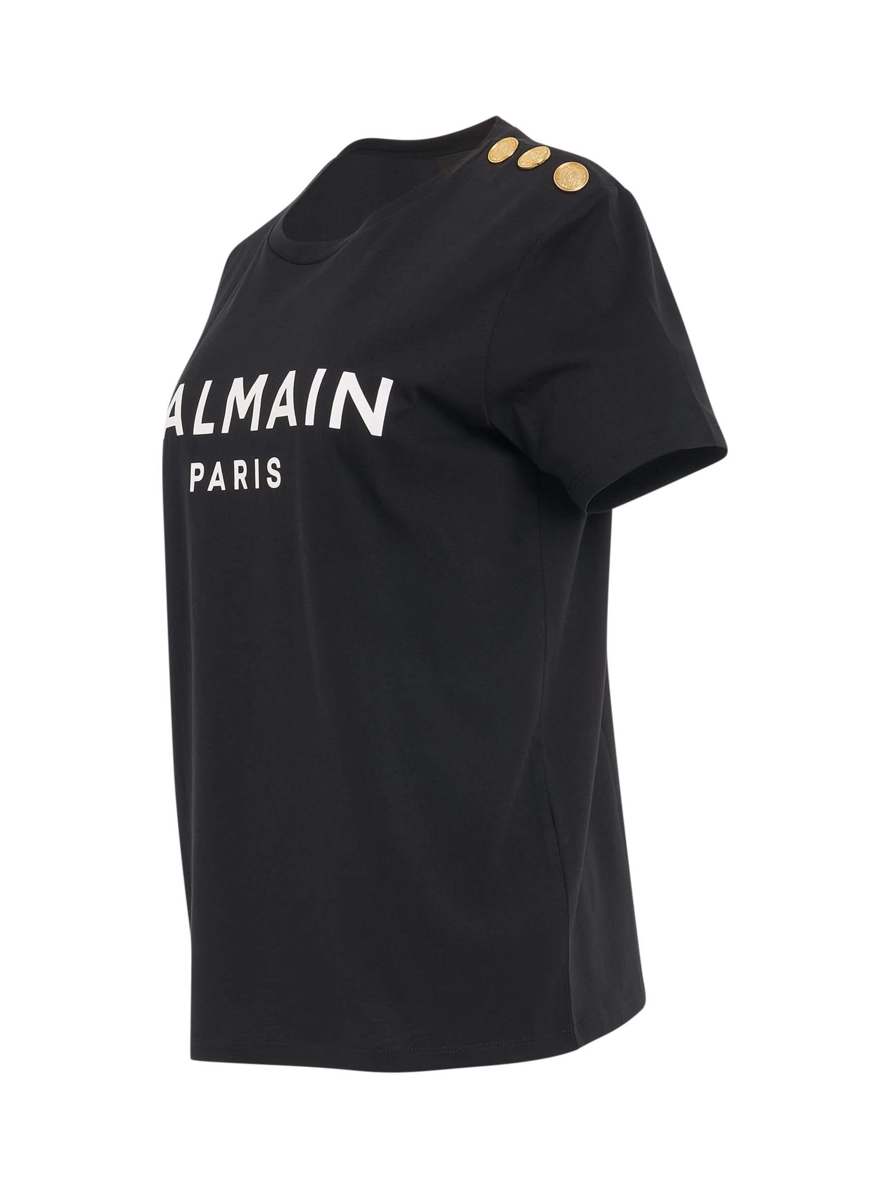 3 Button Logo Print T-Shirt in Black/White - 2