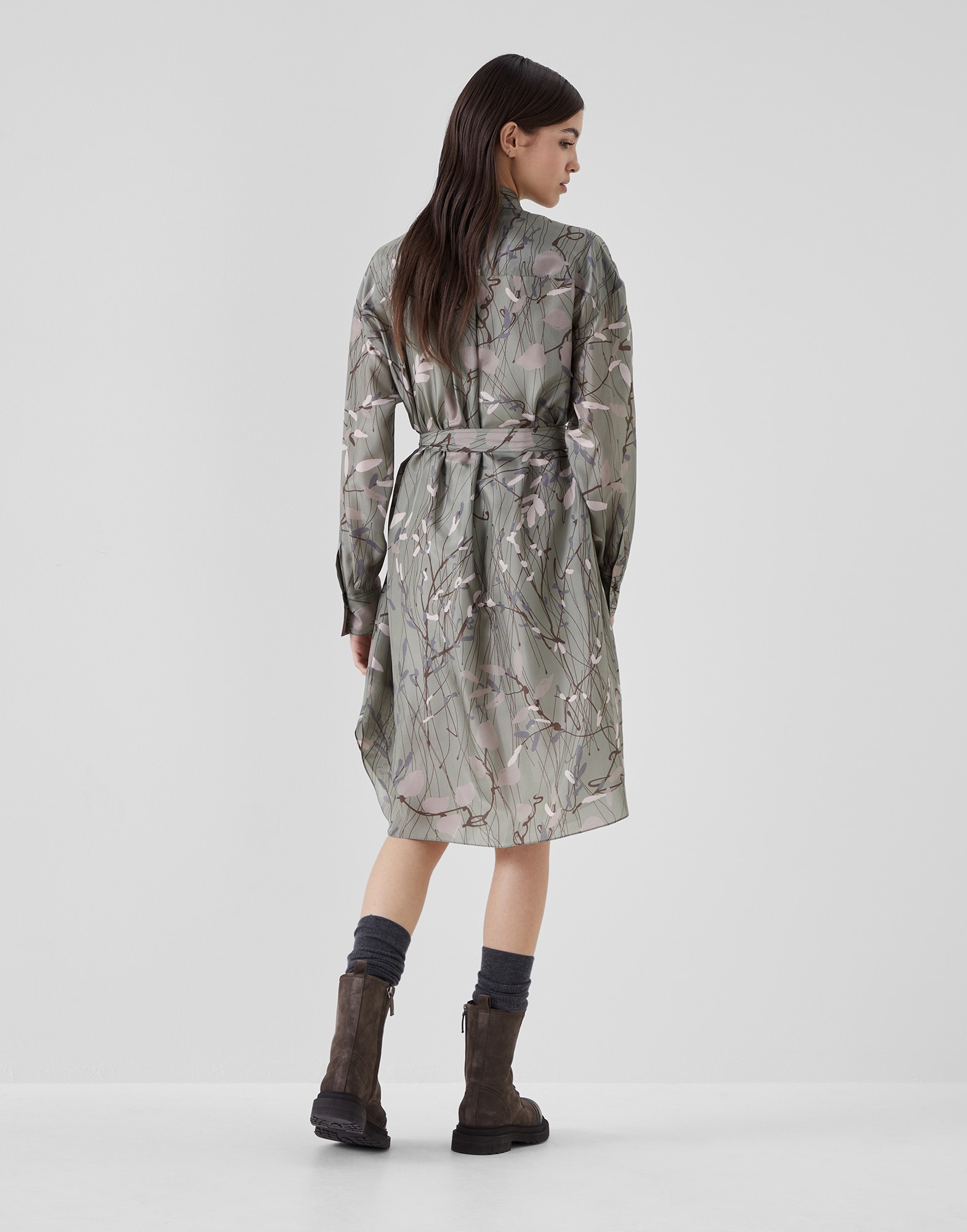 Ramage print silk pongee shirt dress - 2