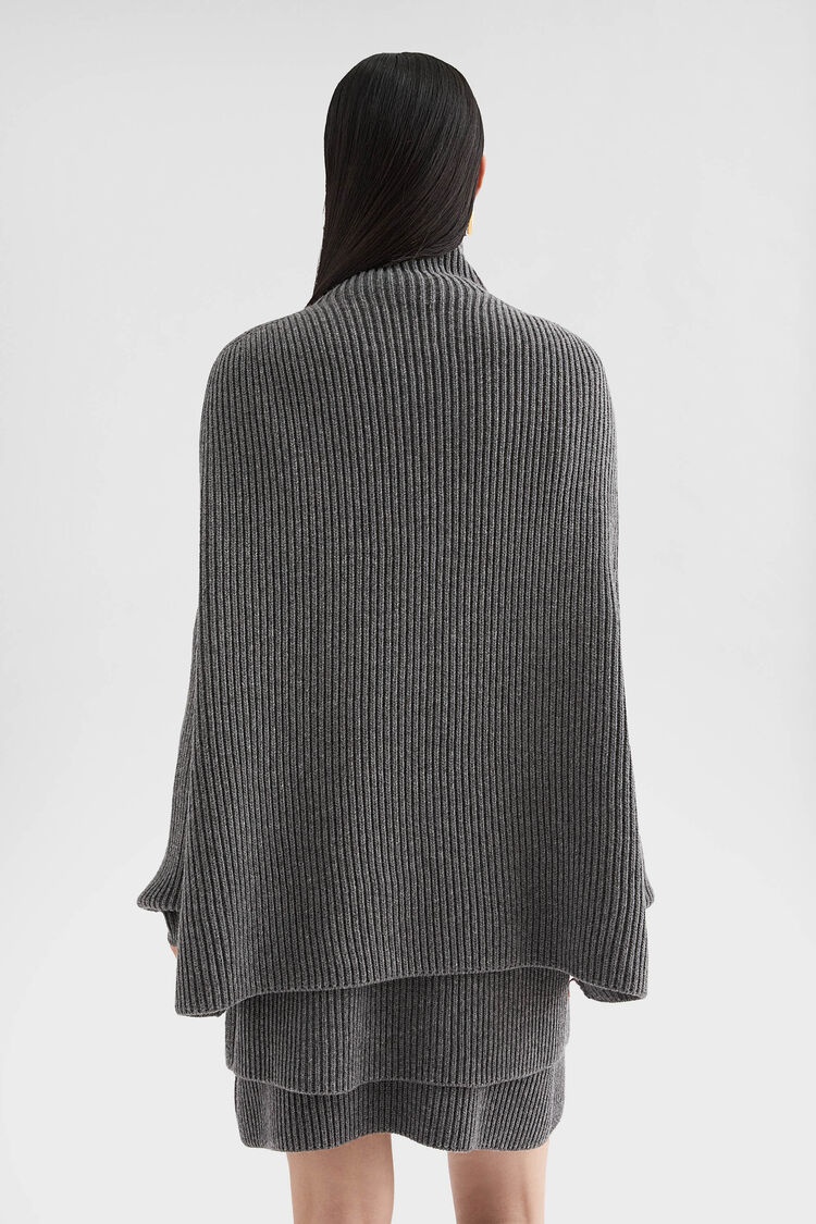 Midweight Wool High-Neck Cape - 5