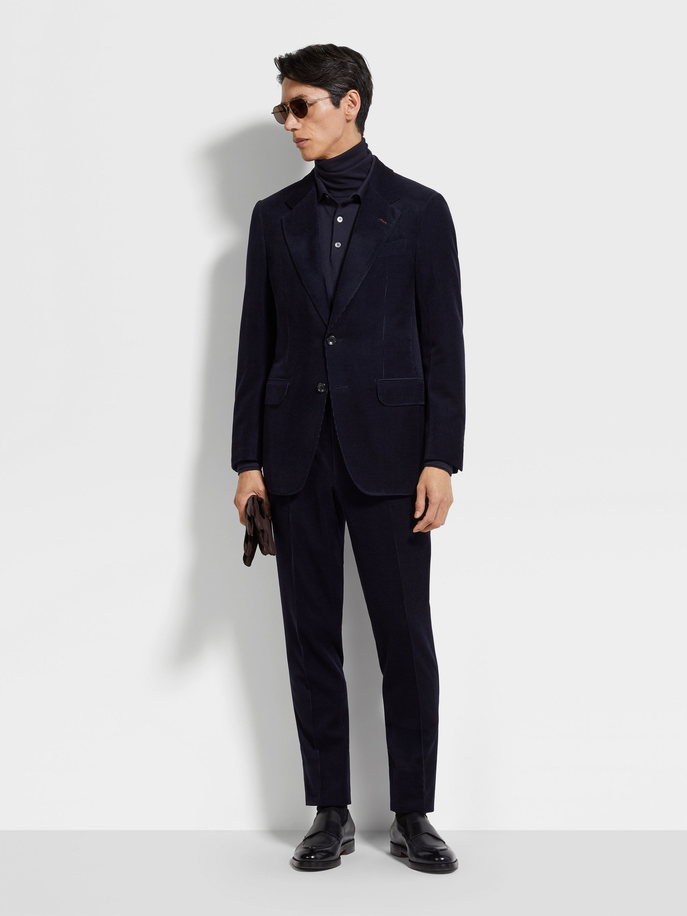 NAVY BLUE OASI CASHMERE BLEND JACKET - 2