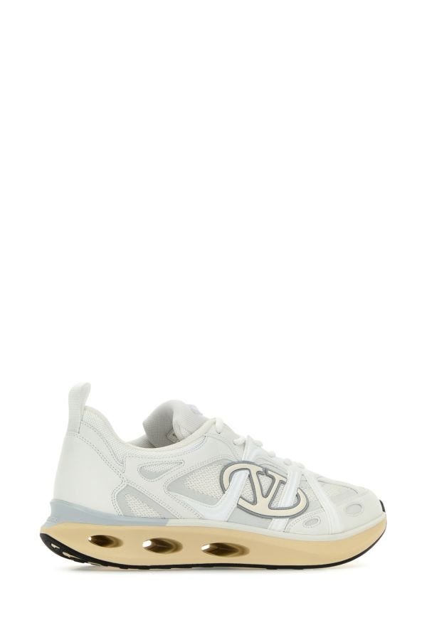 White leather and fabric VLogo EasyJog sneakers - 3