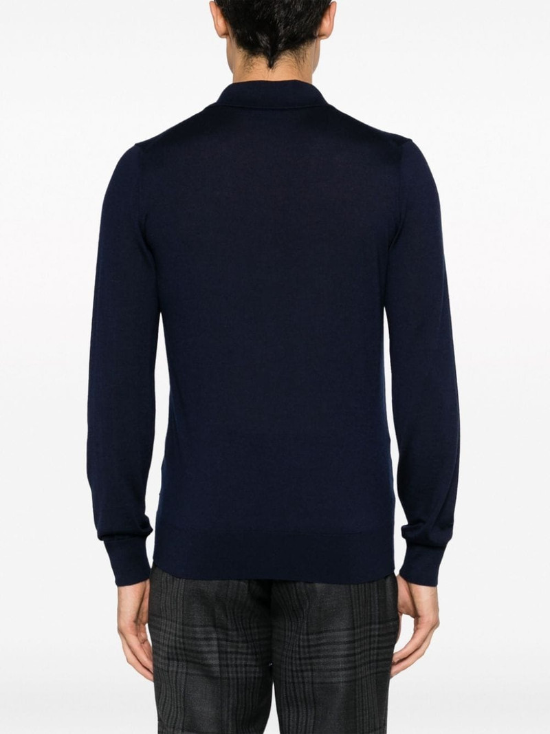 logo-plaque fine-knit polo shirt 4