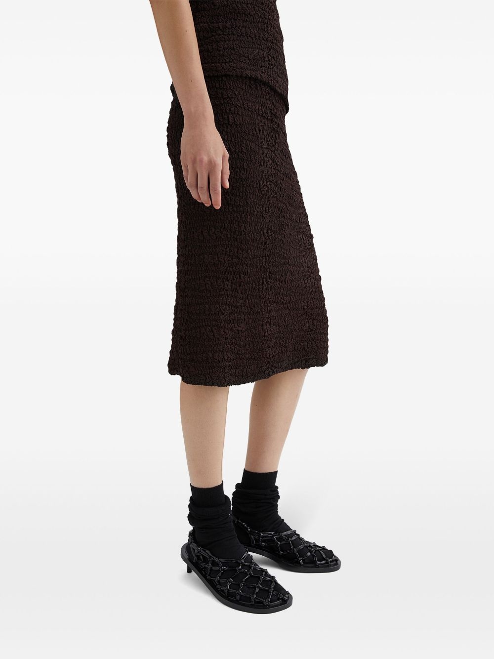 high-waist crinkled midi skirt - 3