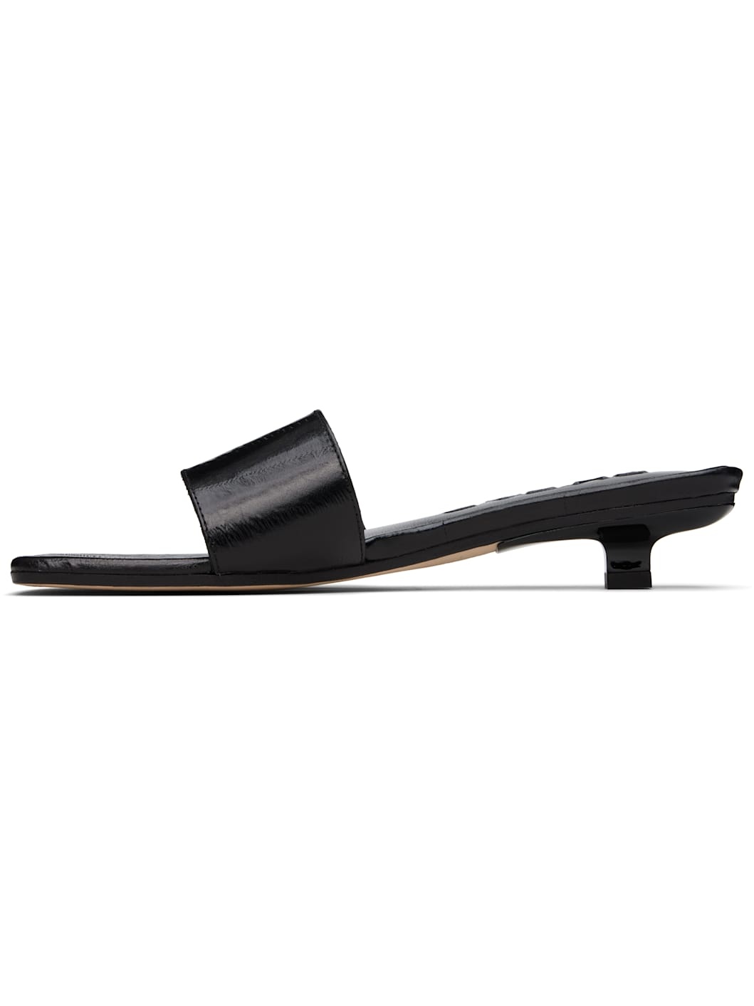 Black Ceni Eel Embossed Leather Heeled Sandals - 3