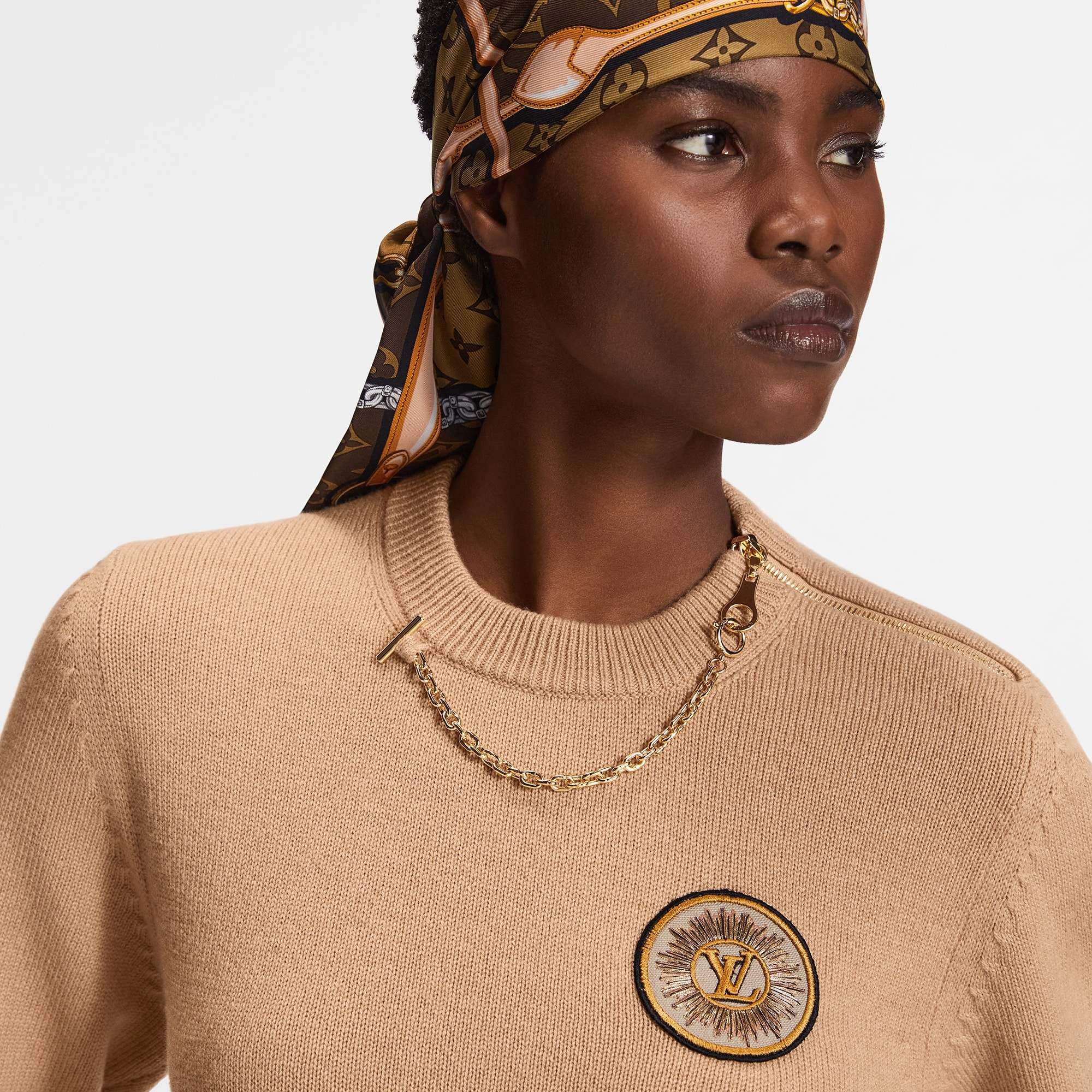 Chain Detail Patch Sweater - 3