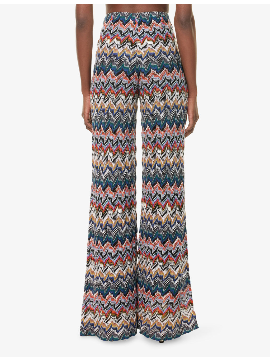 Chevron Metallic-Knit Wide-Leg Trousers - 4