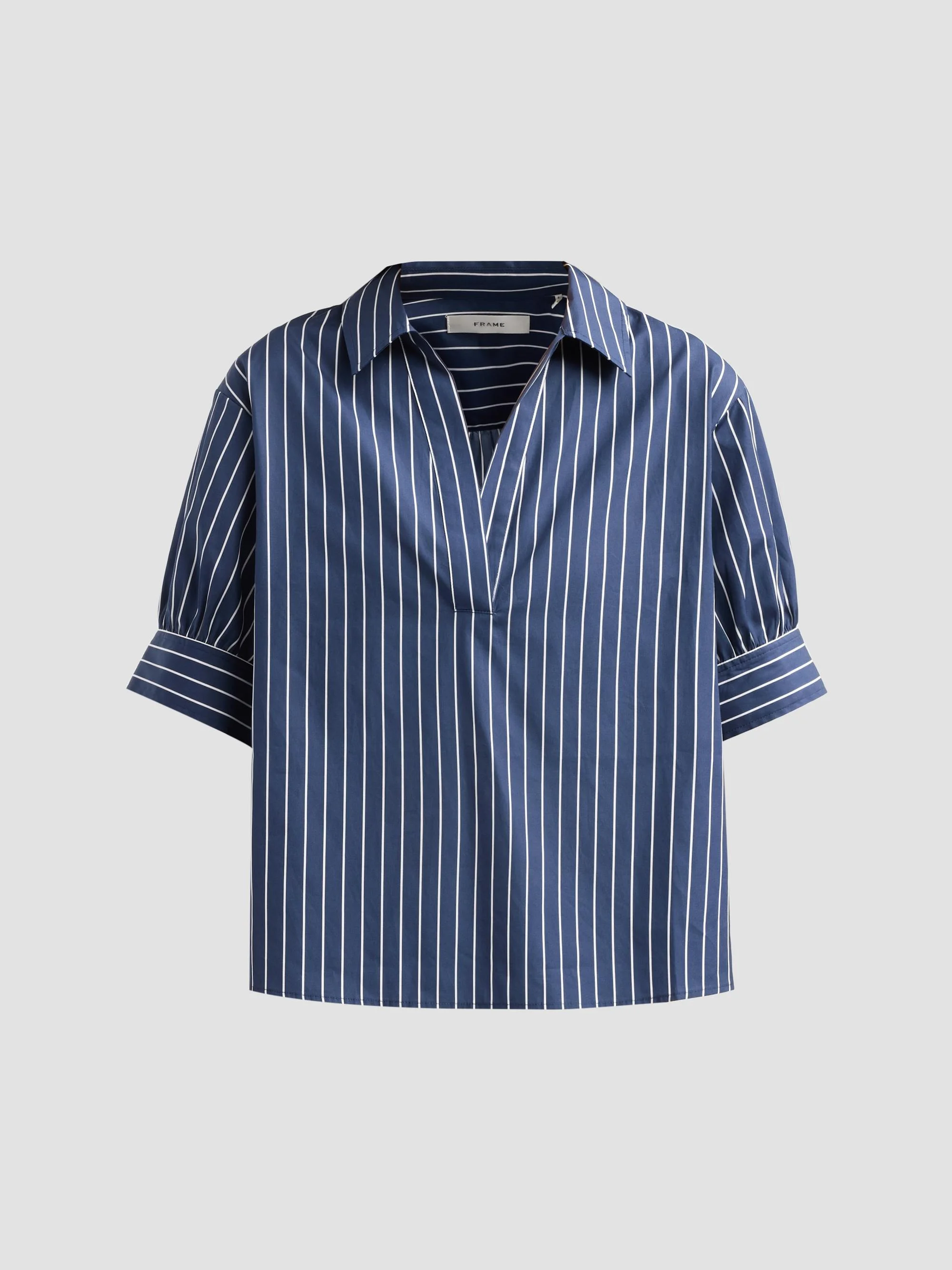 Women's The Popover Striped Cotton Top - Navy Multi - 1