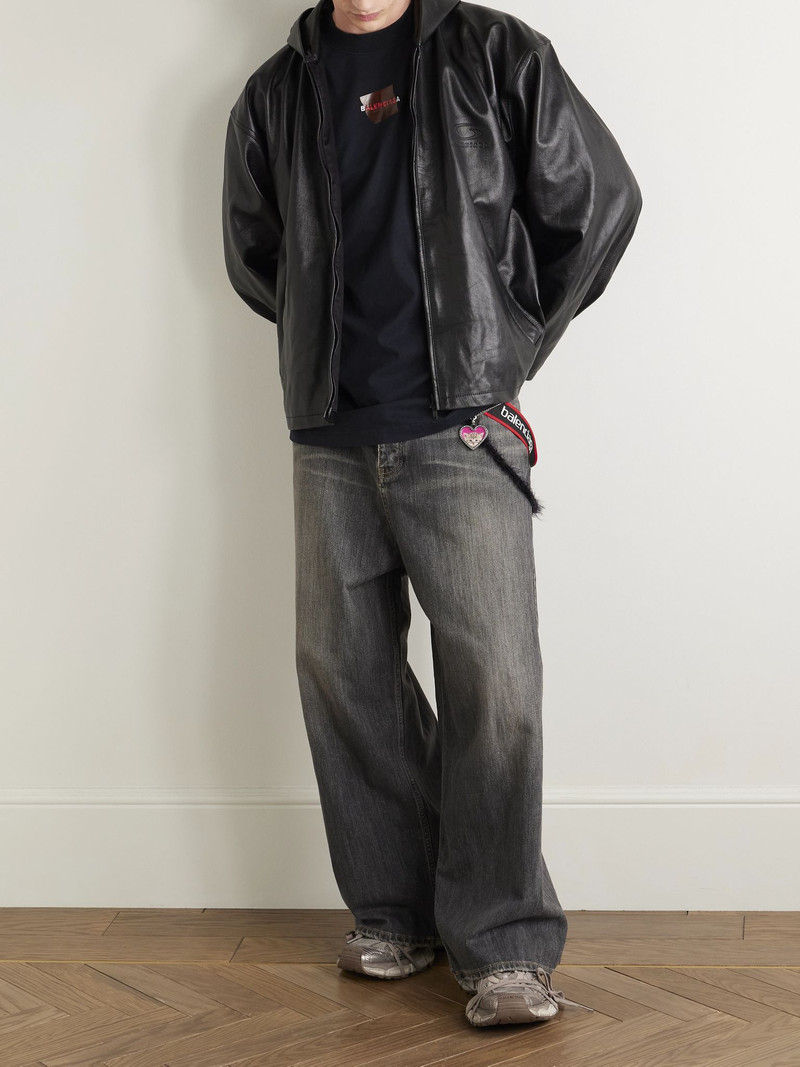 BALENCIAGA Wide-Leg Embellished Jeans Gray outlook