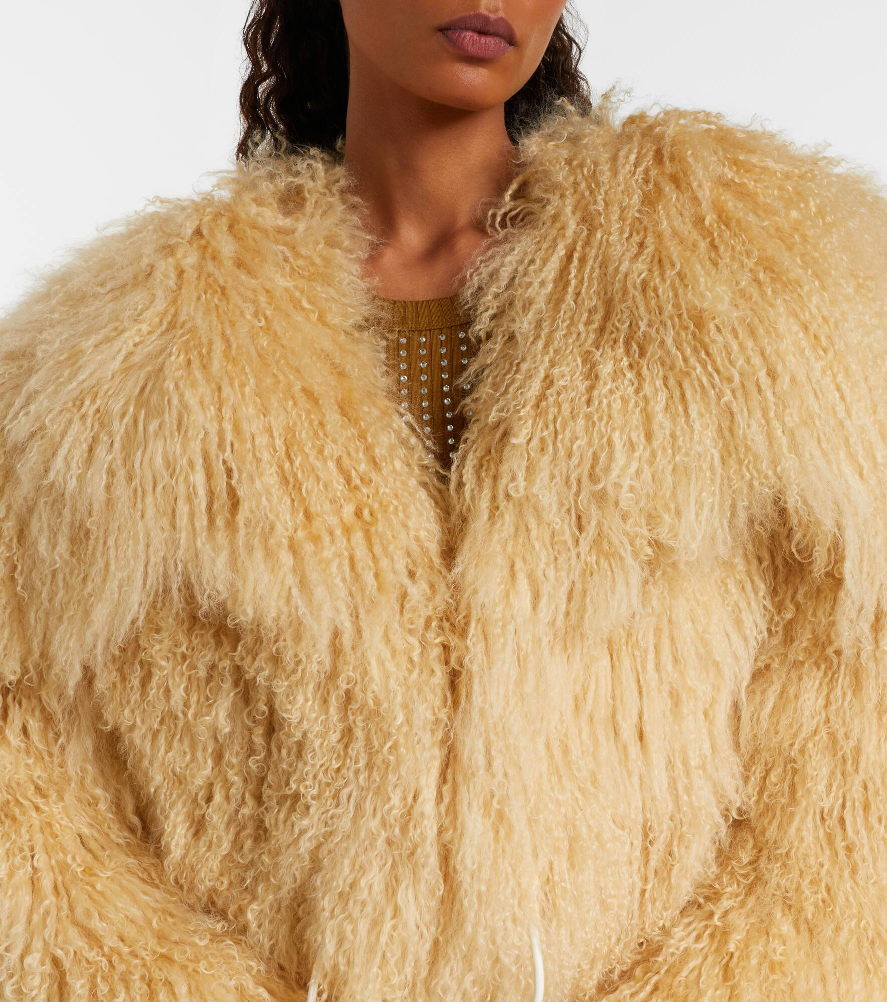 Cropped shearling jacket - 4
