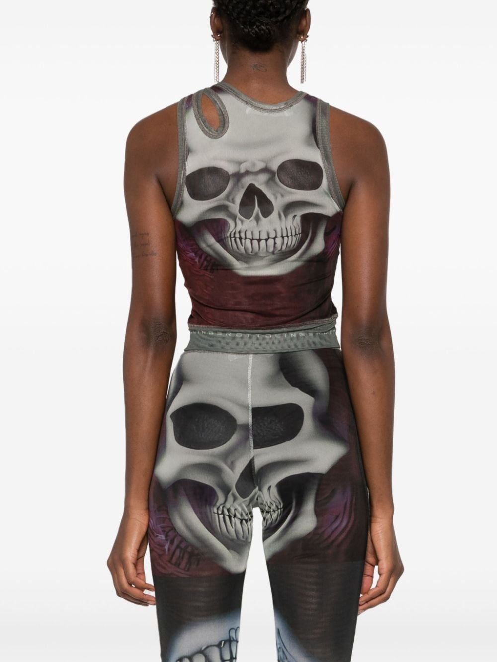 skull-print mesh tank top - 4
