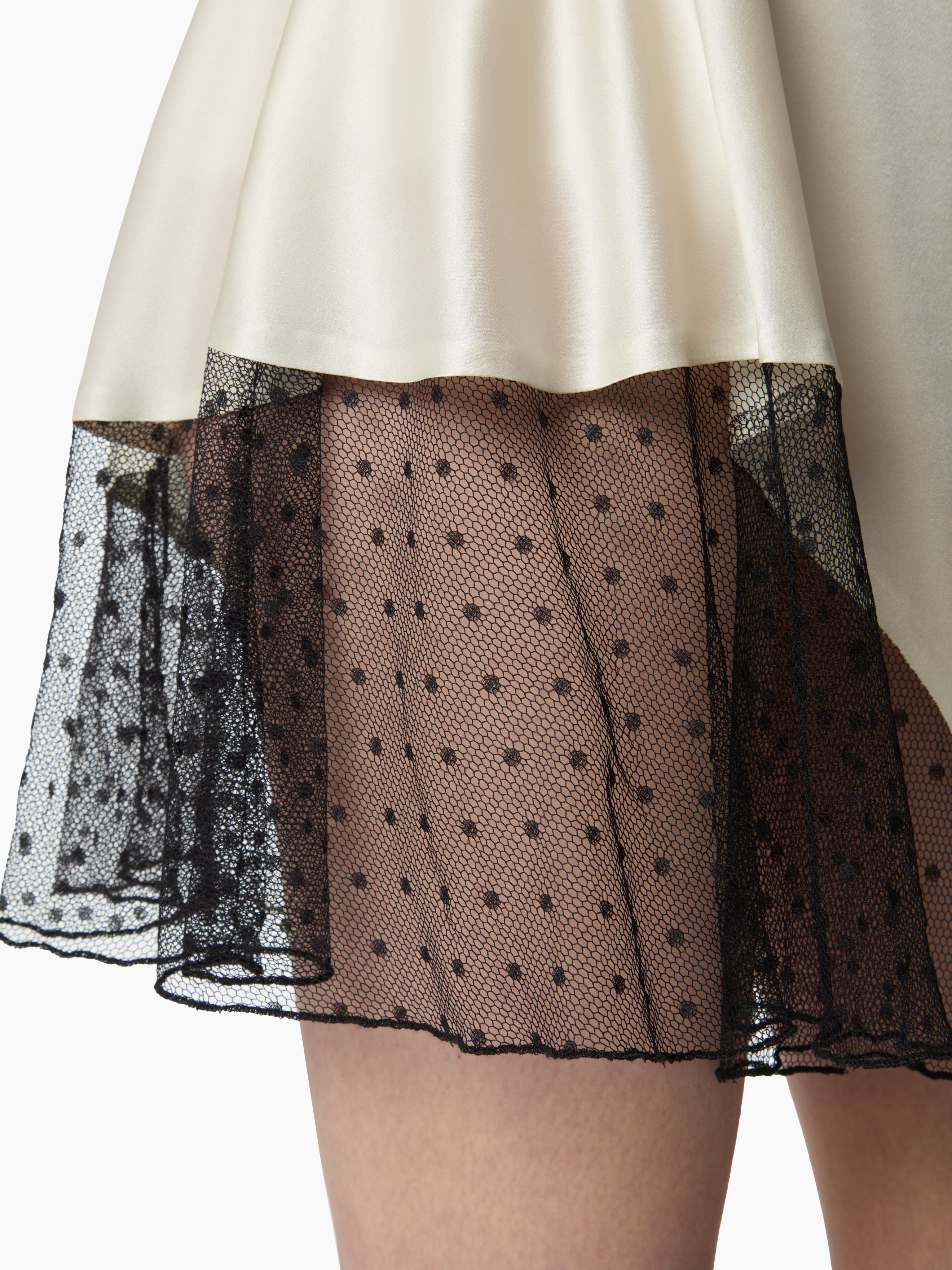 Cream Mini Satin Skirt - 3