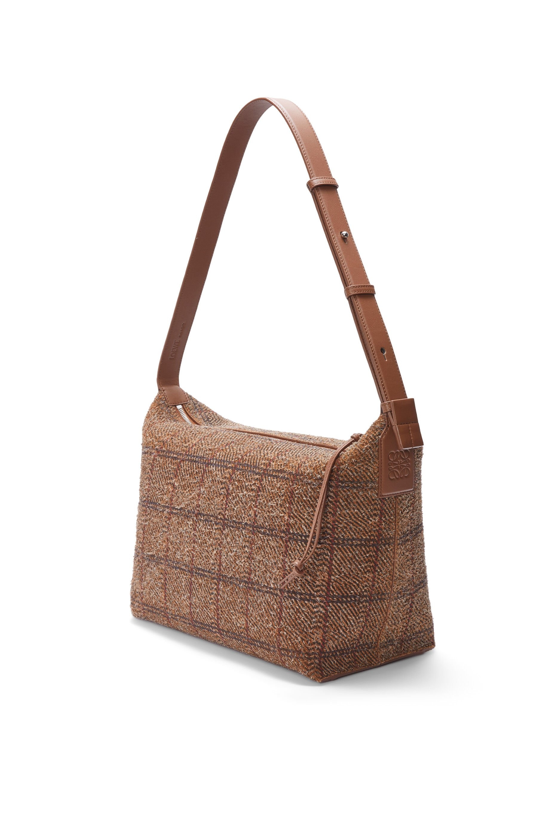 Cubi Crossbody bag in tartan brushed suede - 1