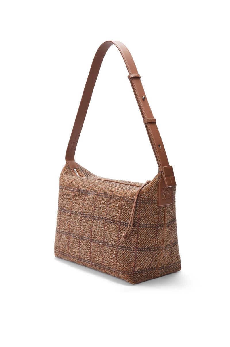 Cubi Crossbody bag in tartan brushed suede 1