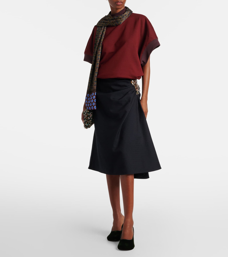 Dries Van Noten Embellished draped wool midi skirt outlook