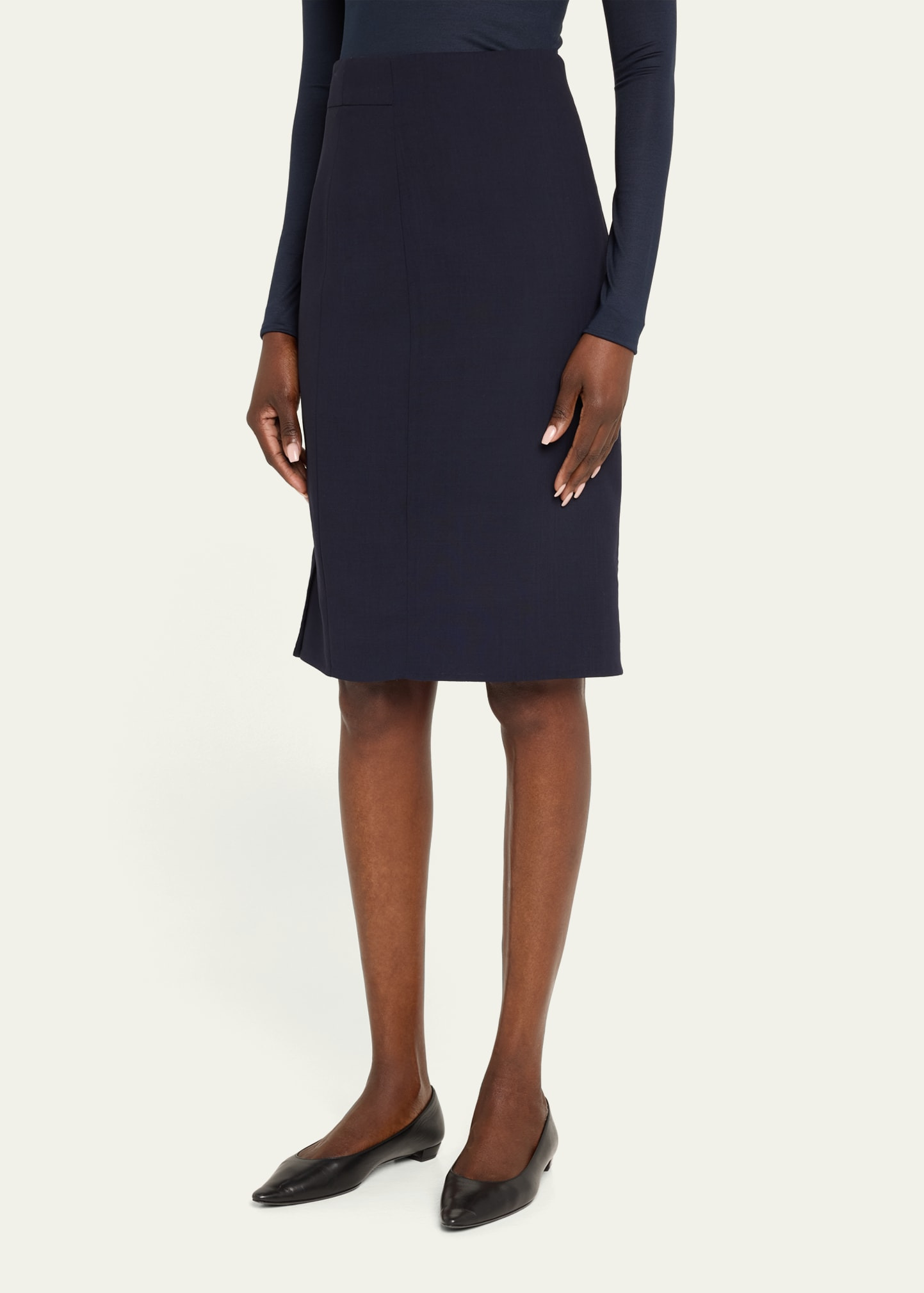 Wool-Blend Knee-Length Pencil Skirt - 4