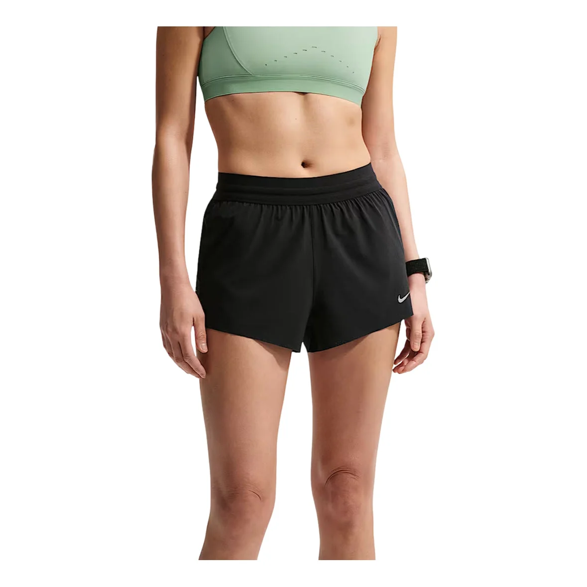 (WMNS) Nike Swift Breathe Dri-Fit Mid-Rise 2.5" Hidden Lined Shorts 'Black White' IF1679-010 - 1