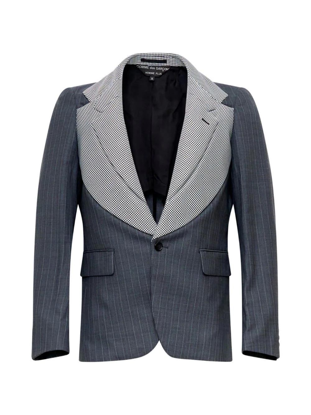 pinstripe houndstooth-panel blazer - 1