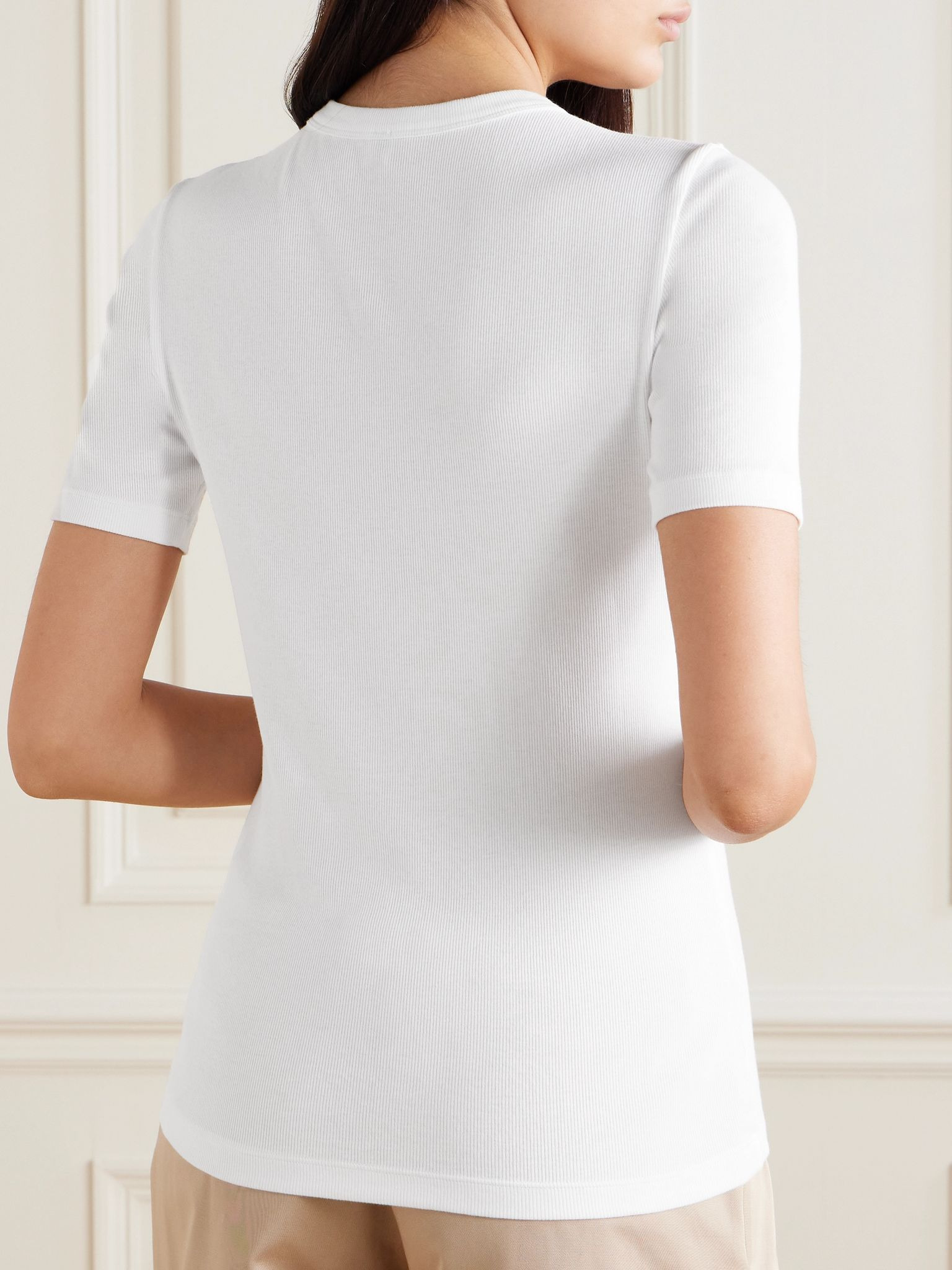 Ribbed stretch-cotton jersey T-shirt White - 4