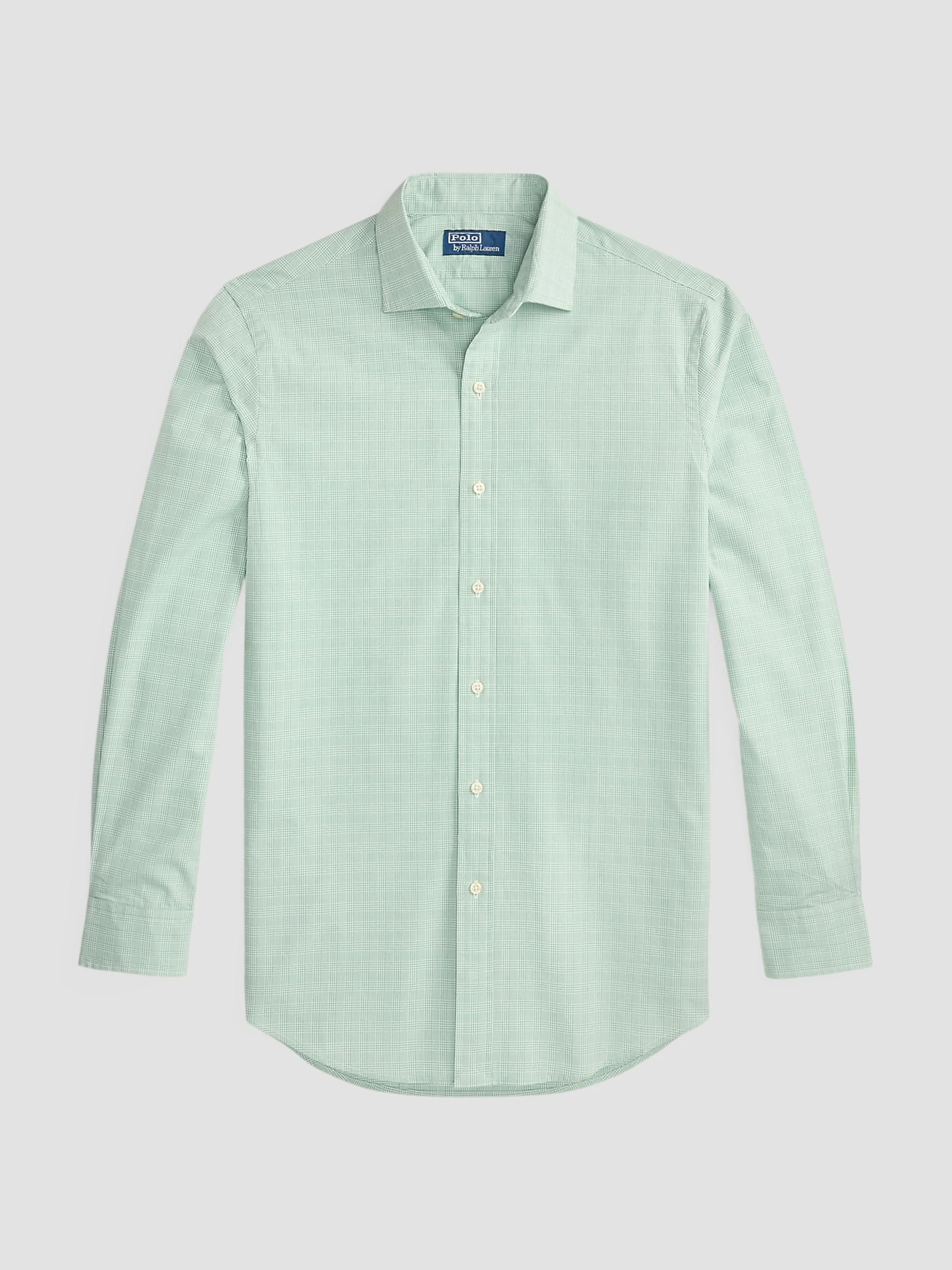 Men's Classic-Fit Checked Poplin Shirt - White Faded Mint - 1