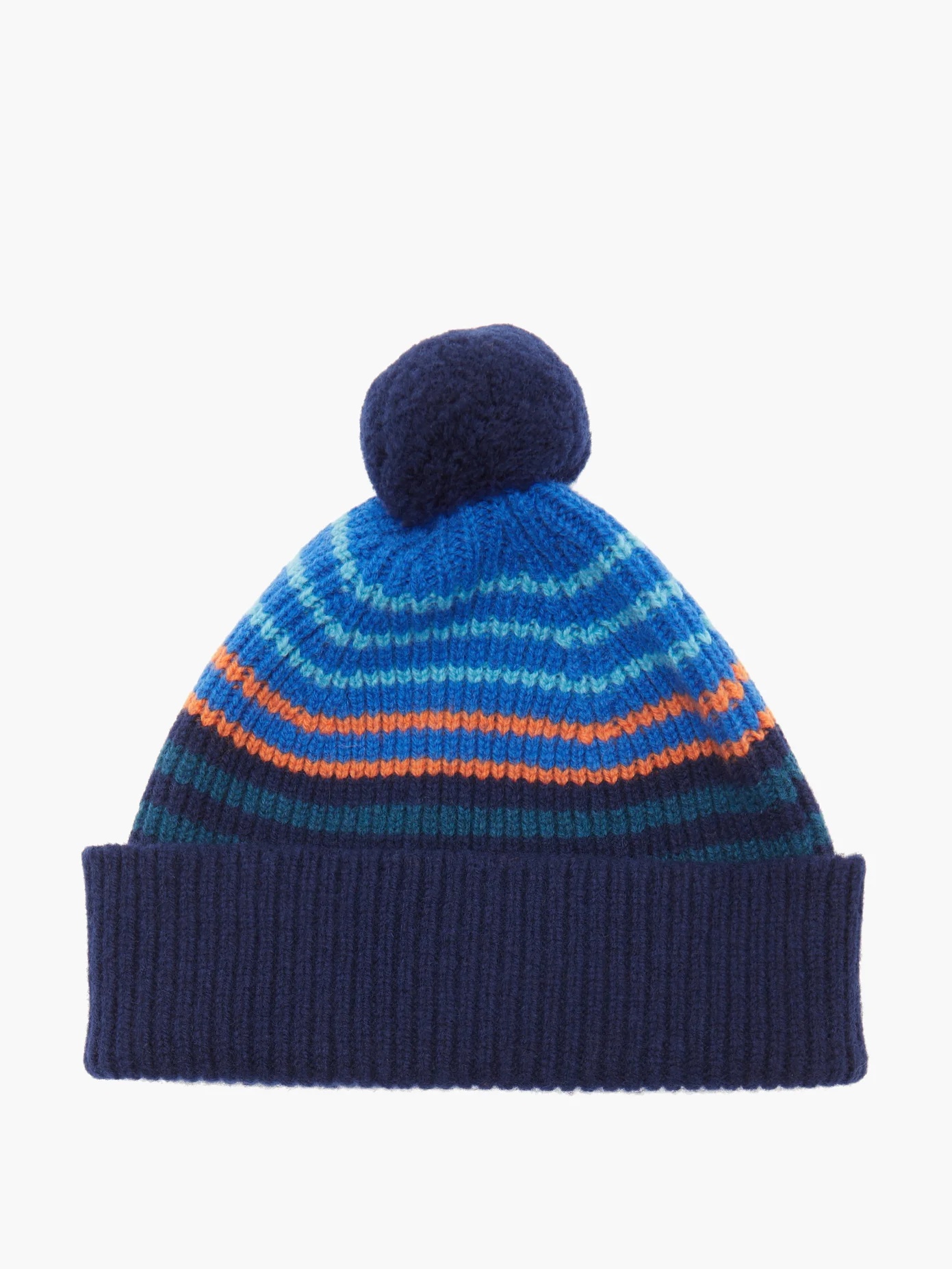 Pompom striped wool beanie - 3