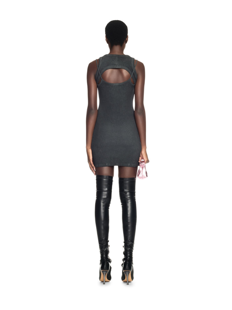 Grey Off Stamp Ribbed Cut Out Dress 4