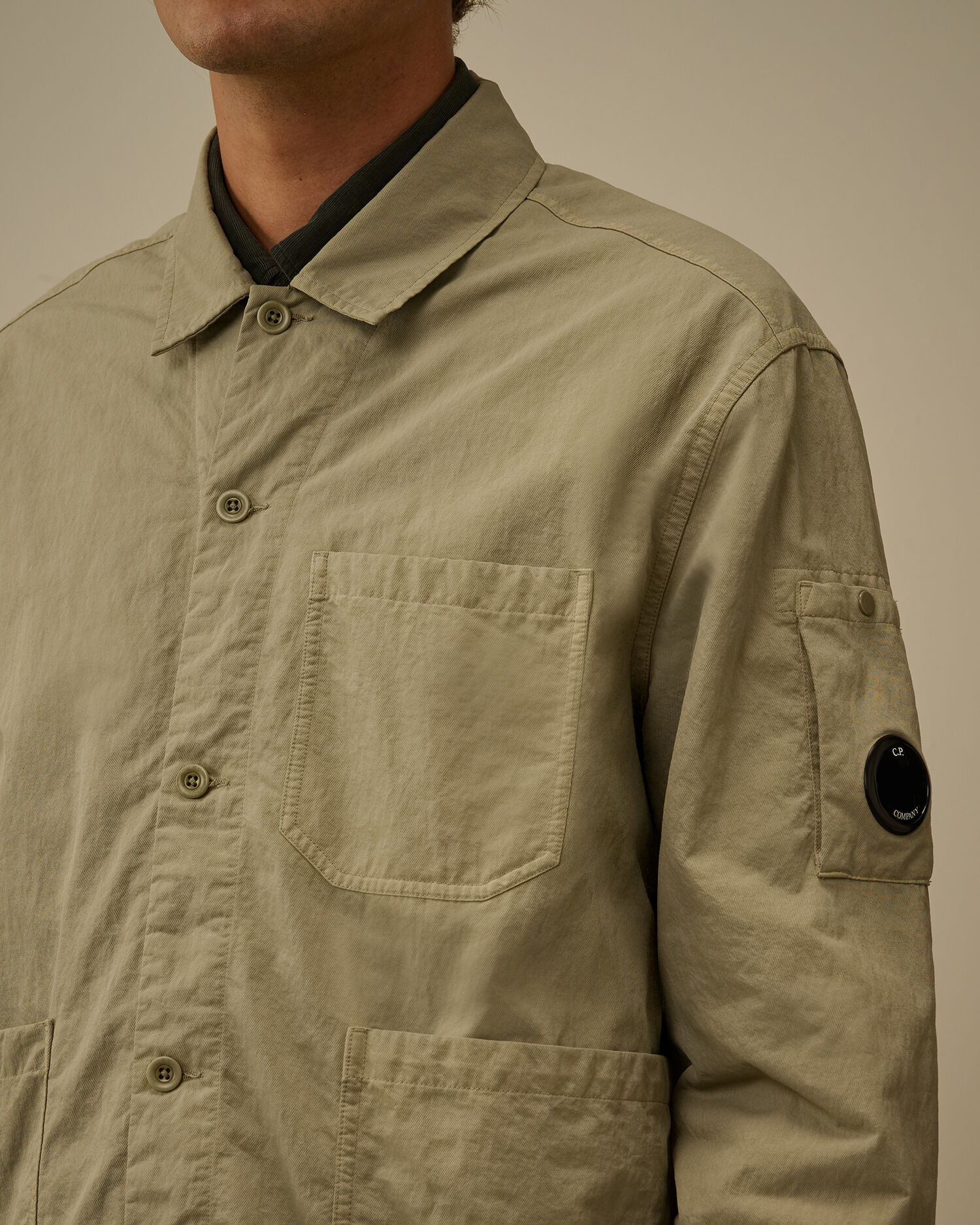 Diagonal Flatt Nylon Button Overshirt - 5