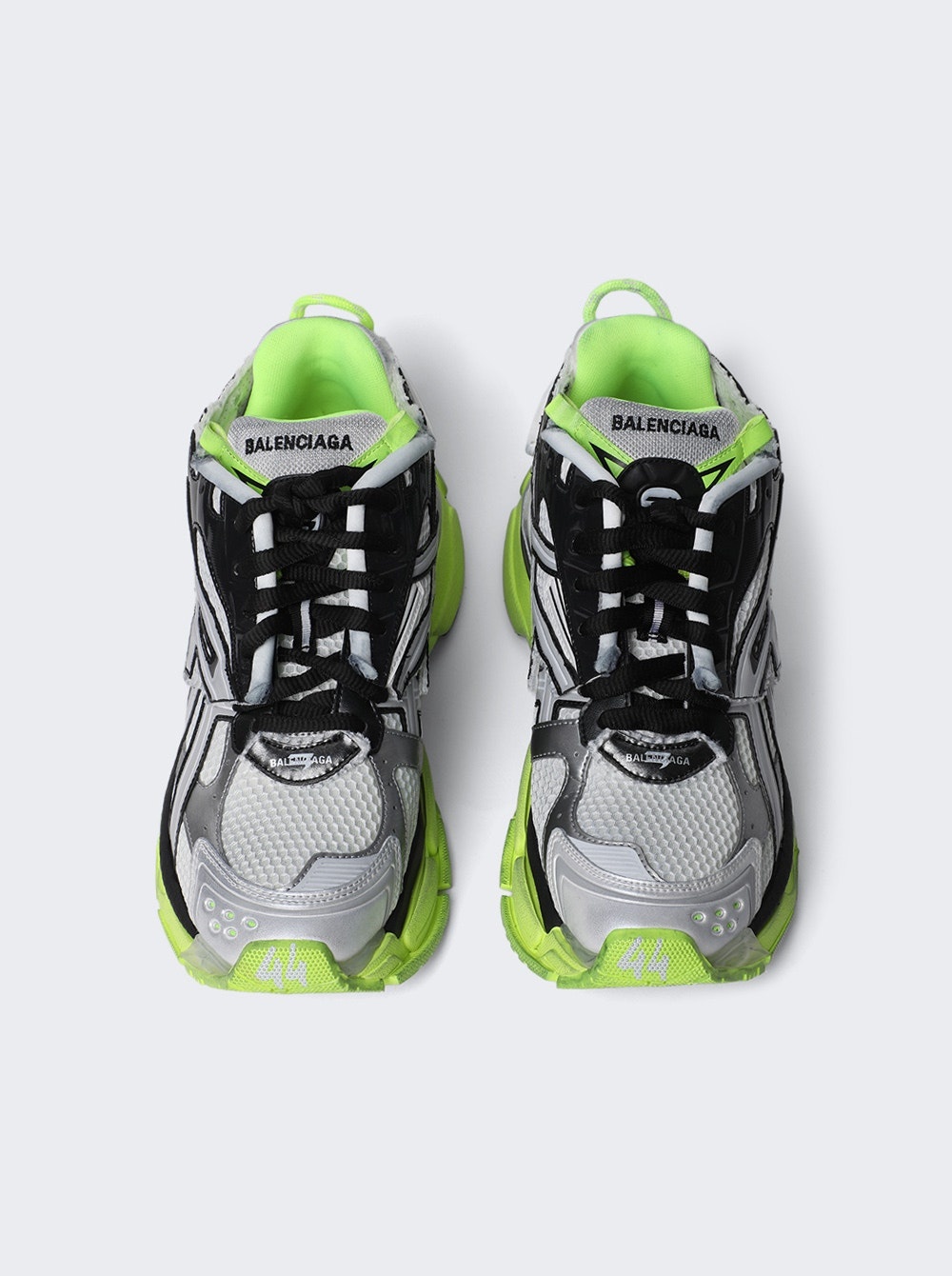 Runner Sneaker White, Black, Fluorescent Yellow - 4