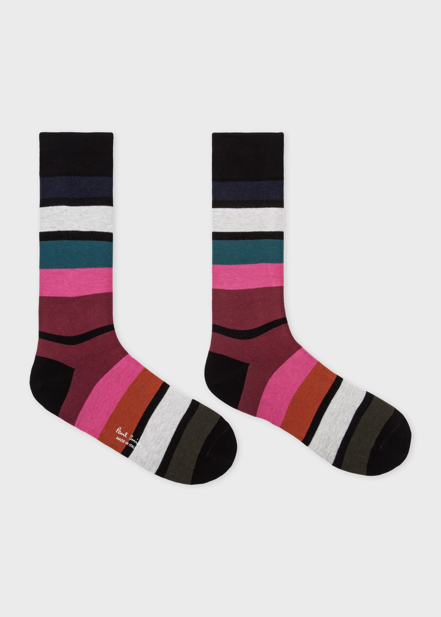 Black Multi Block-Stripe Socks - 2