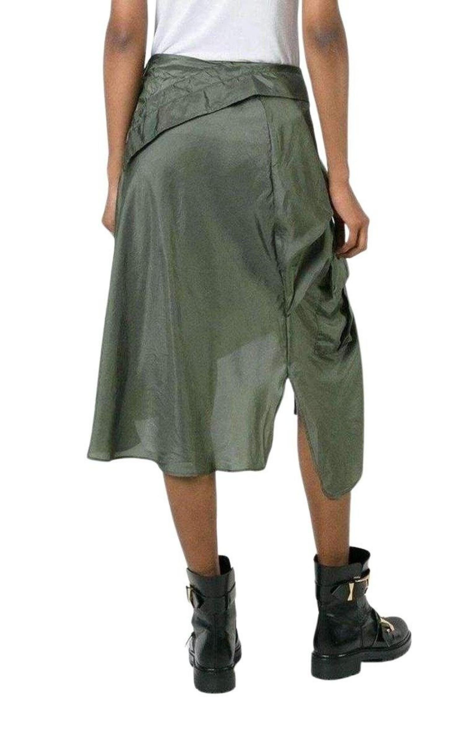 Shirt Style Asymmetric Silk Skirt - 3