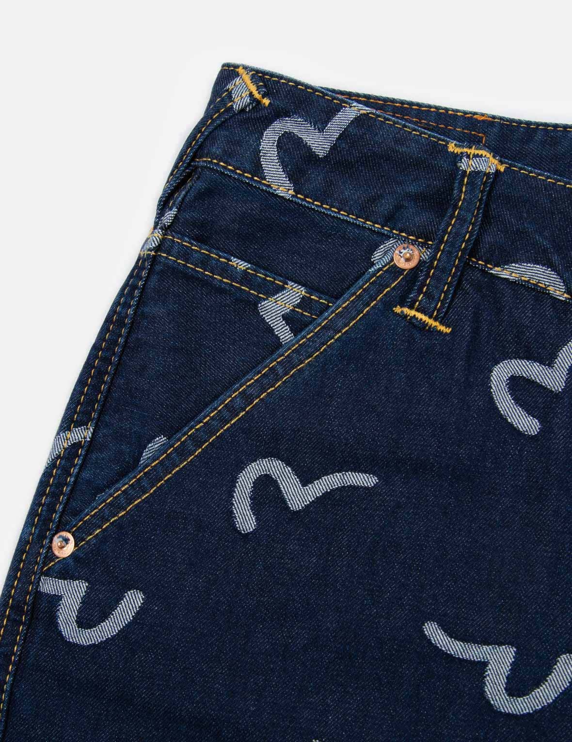 ALLOVER SEAGULL JACQUARD DENIM SHORTS - 8