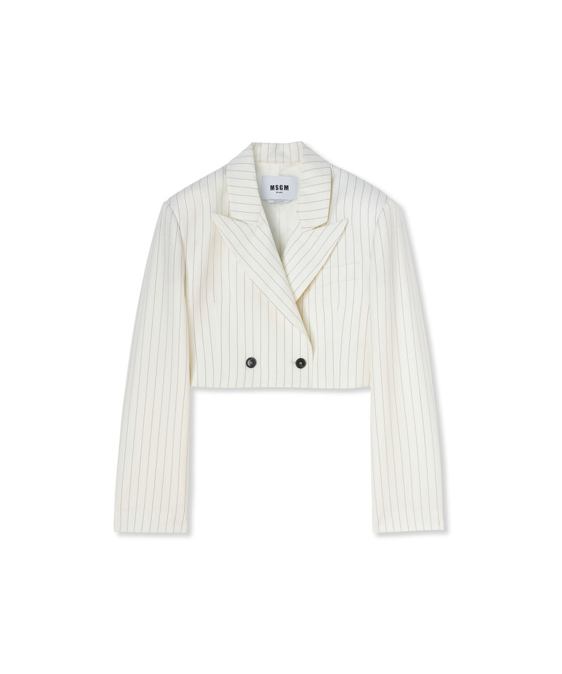Fresh wool pinstripe crop jacket - 1