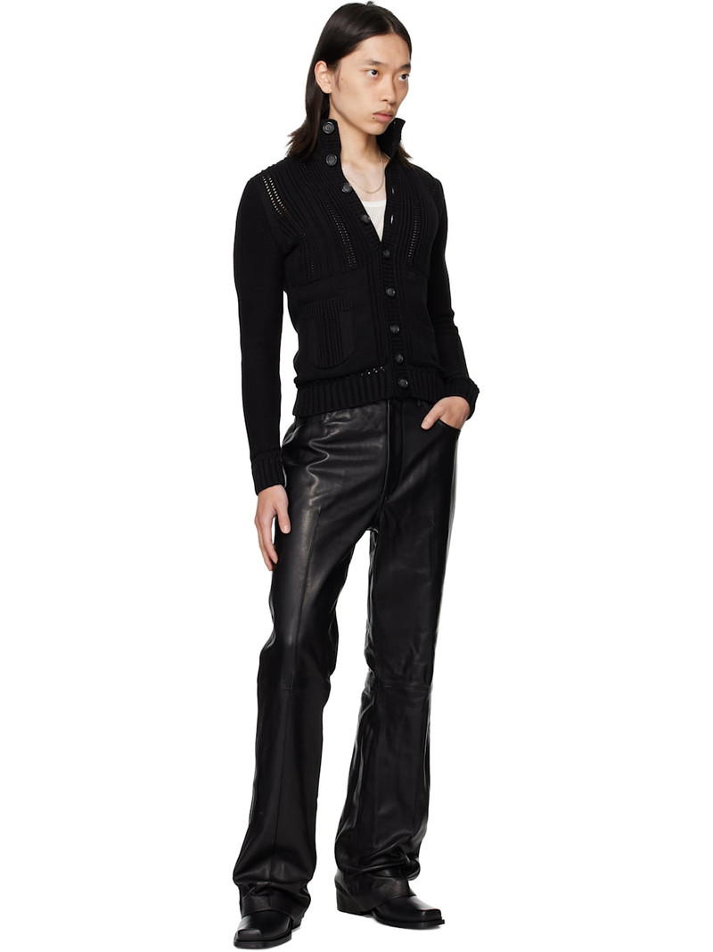 AMIRI Black Boot Cut Leather Pants outlook