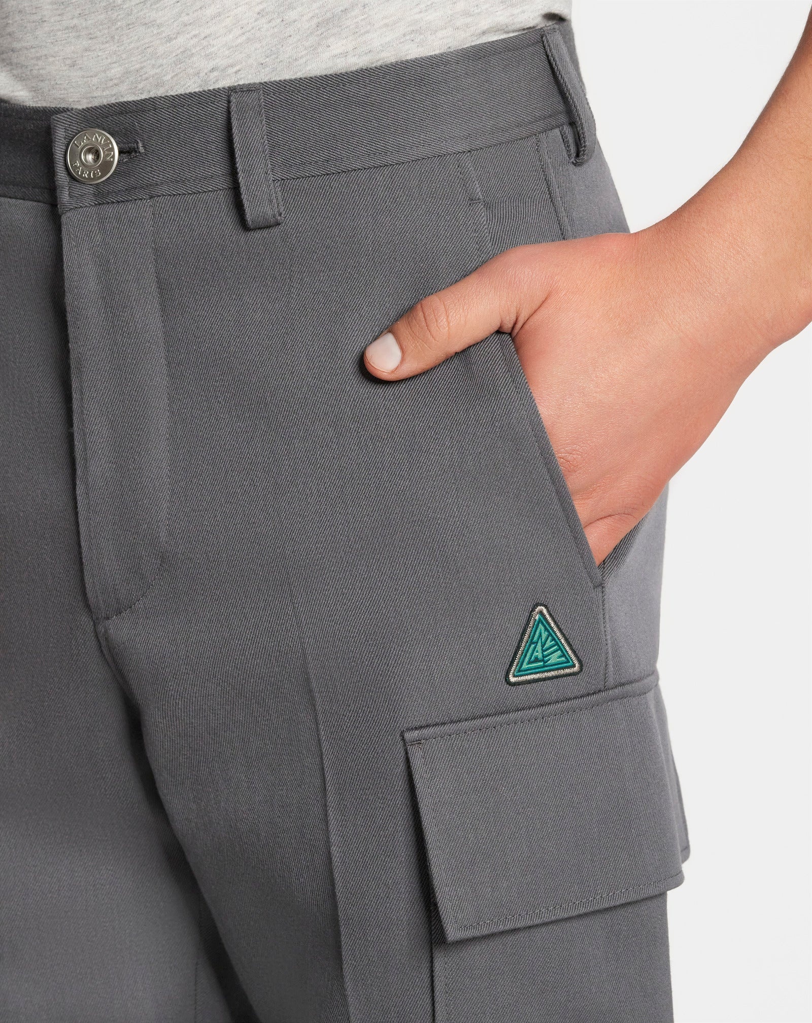 CARGO PANTS WITH EMBROIDERED LANVIN TRIANGLE LOGO - 5