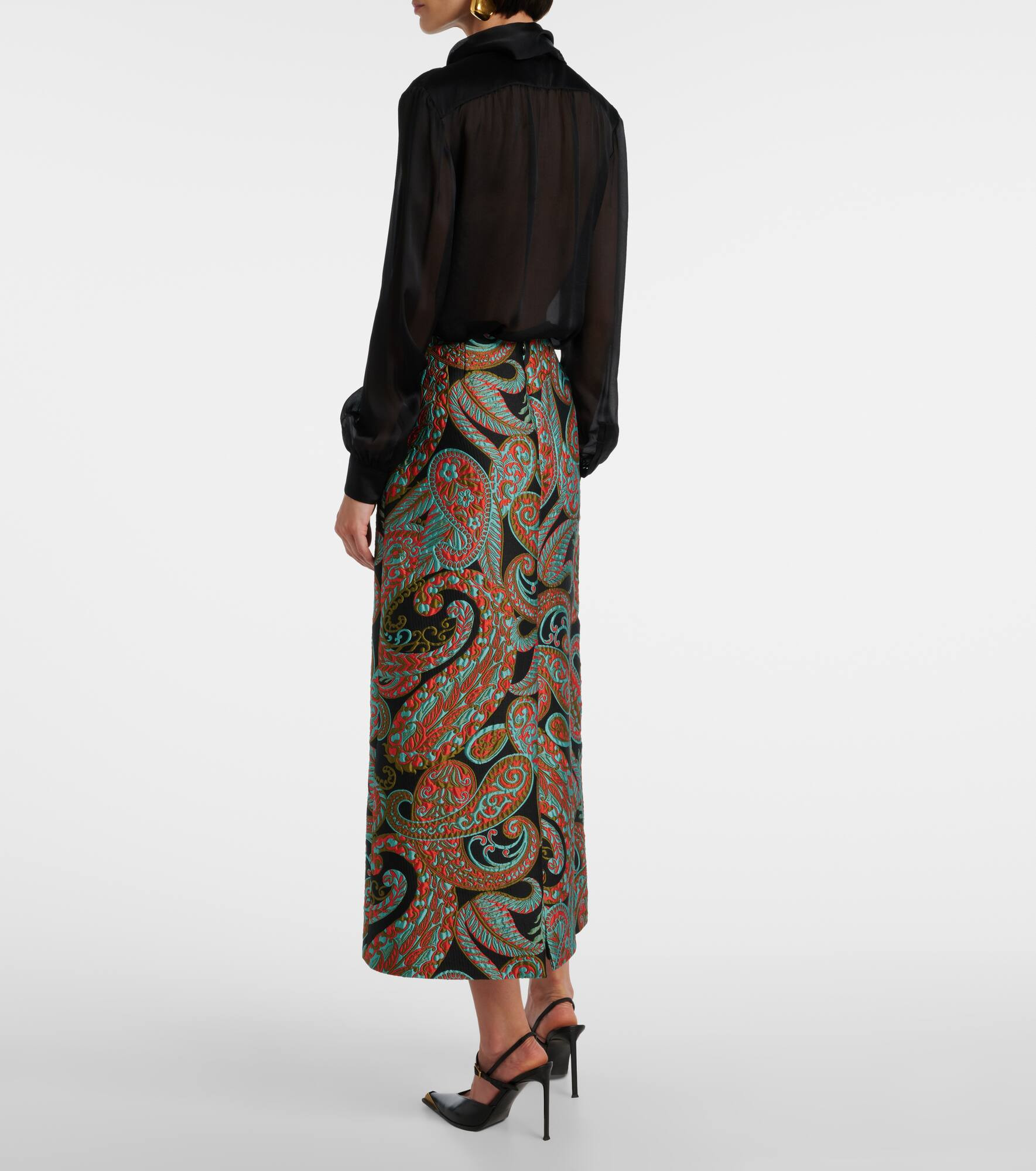 Paisley jacquard midi skirt - 3