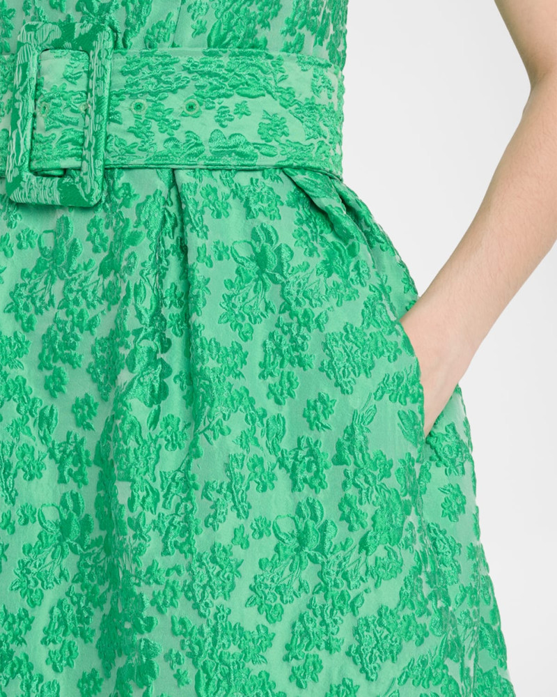 Artichoke Floral Jacquard Midi Dress With Belt 5