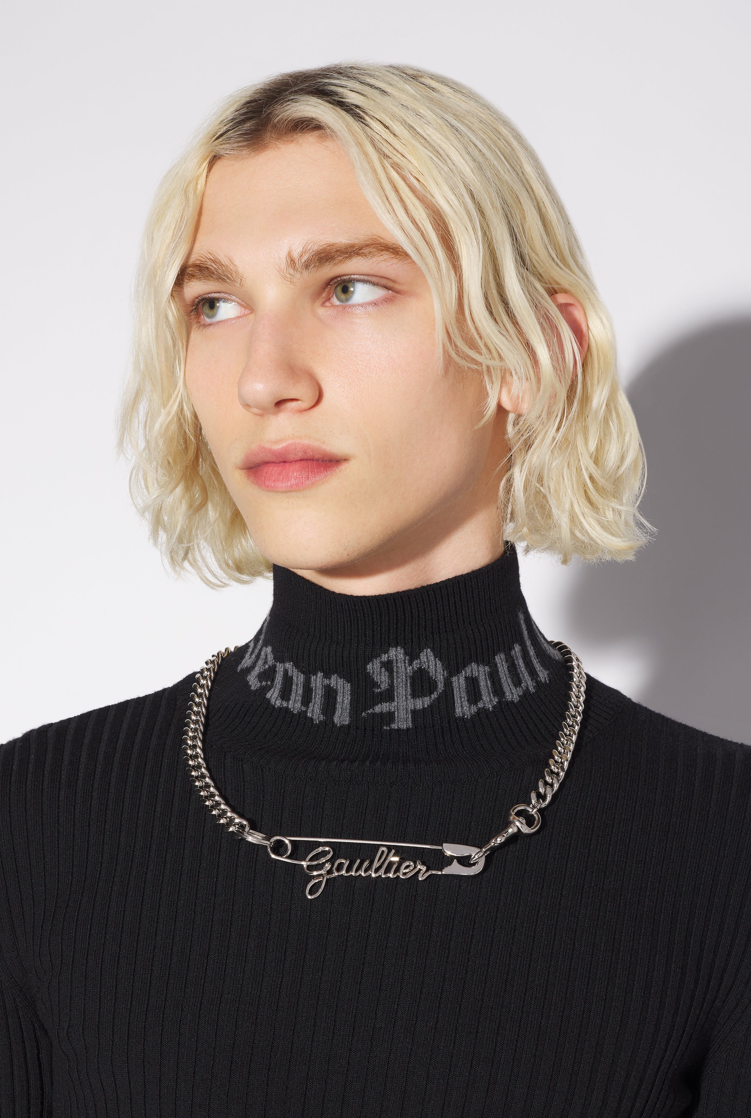 Jean Paul Gaultier THE SILVER-TONE GAULTIER SAFETY PIN NECKLACE 