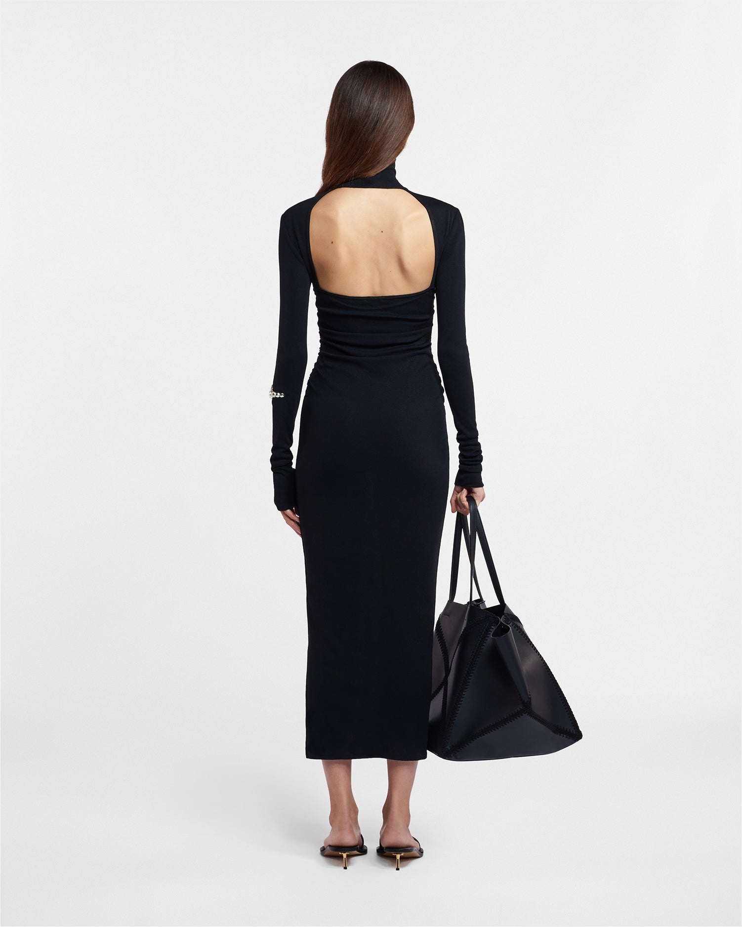 Mesh-Jersey Turtleneck Dress - 3