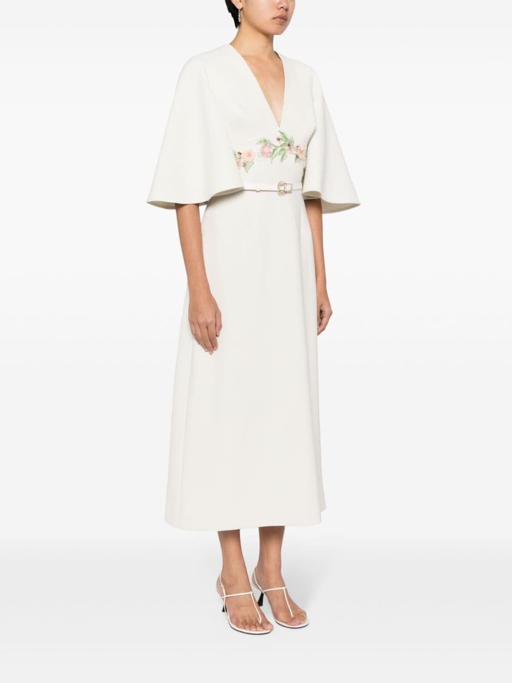floral-appliquÃ© midi dress - 3