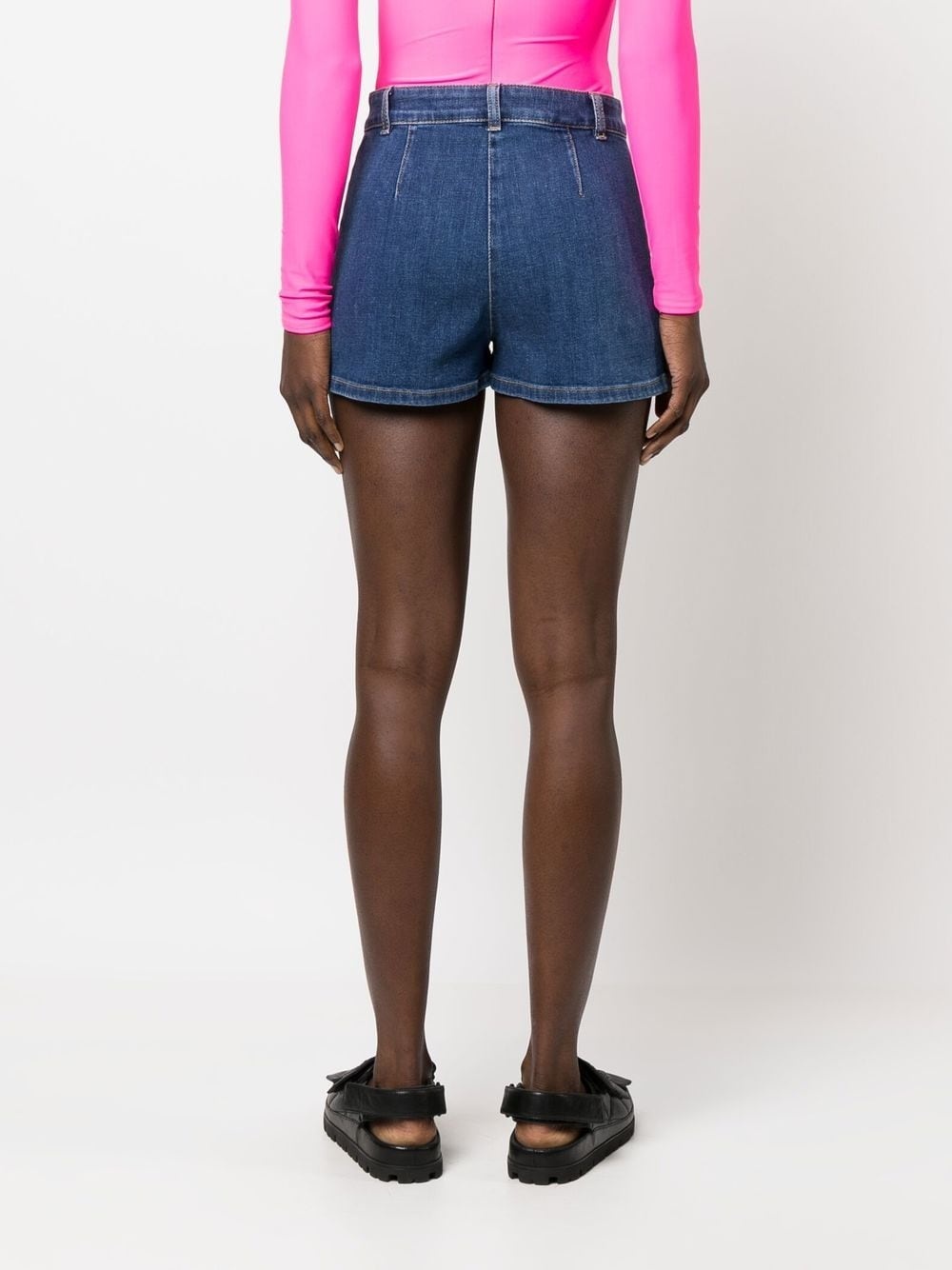 bear button denim shorts - 4