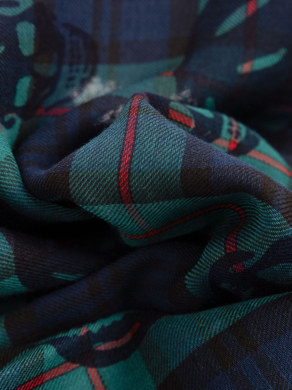 skull-print plaid scarf - 3